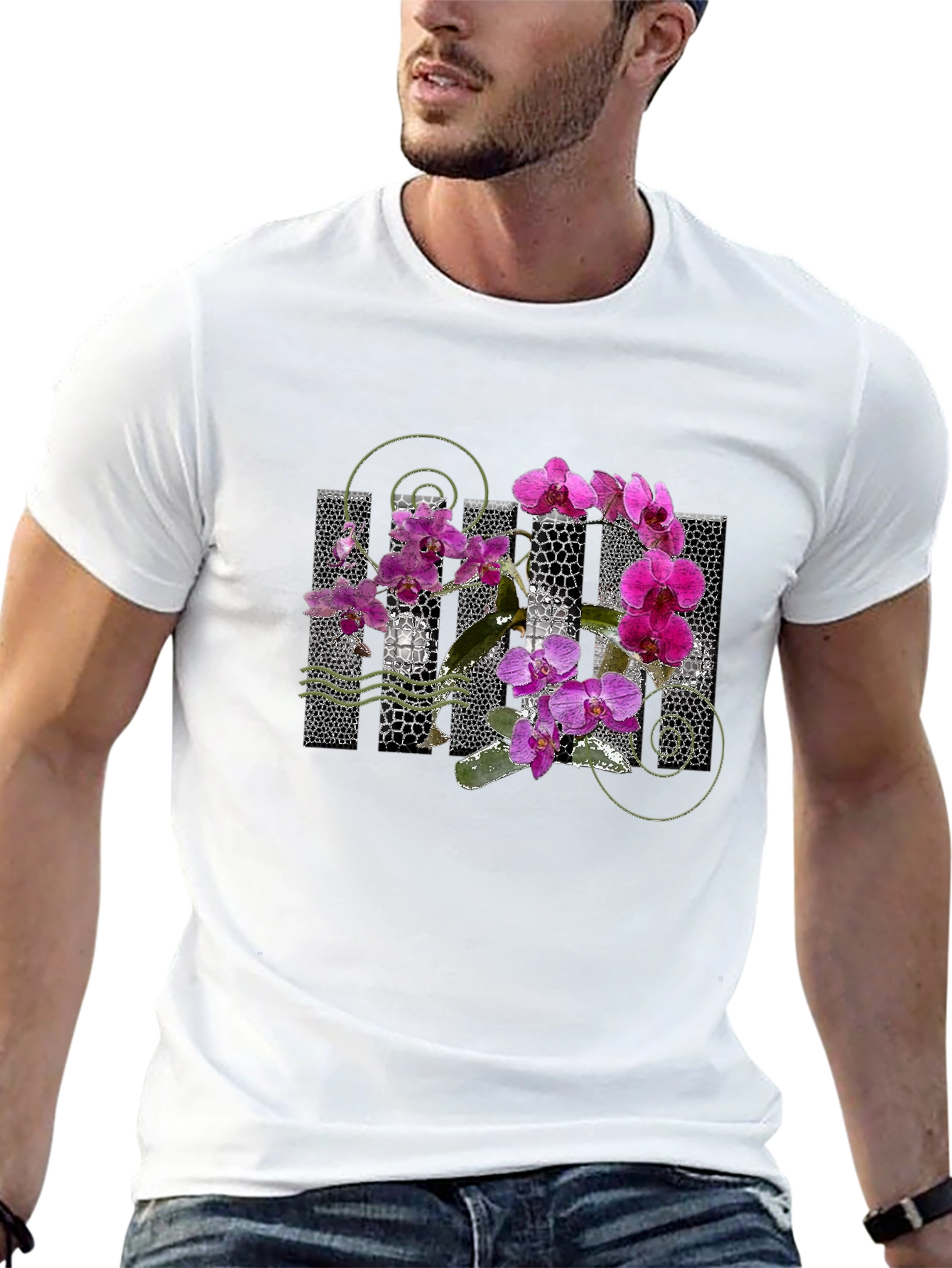 Orchid Graphic Black T-Shirt