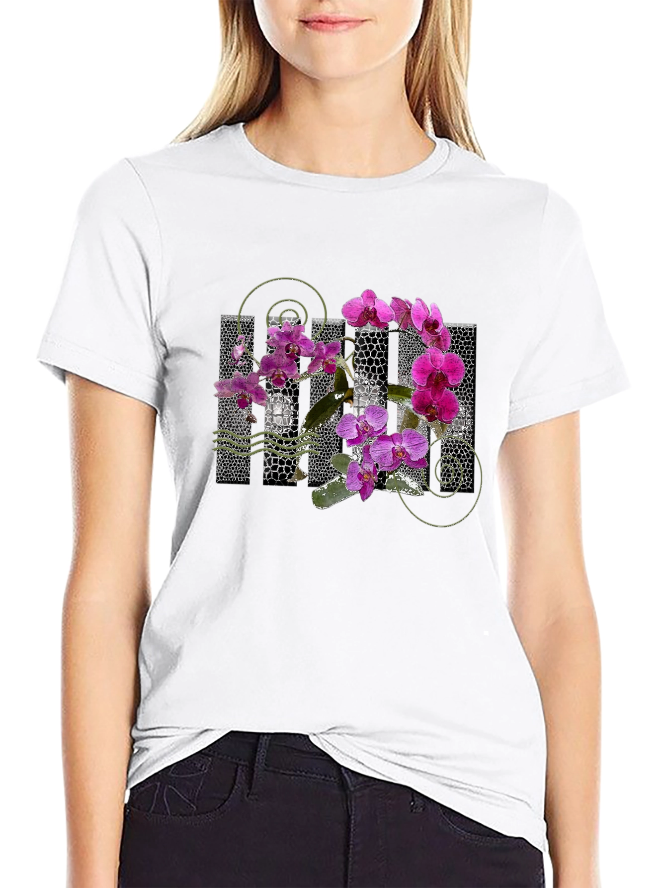 Orchid Graphic Black T-Shirt