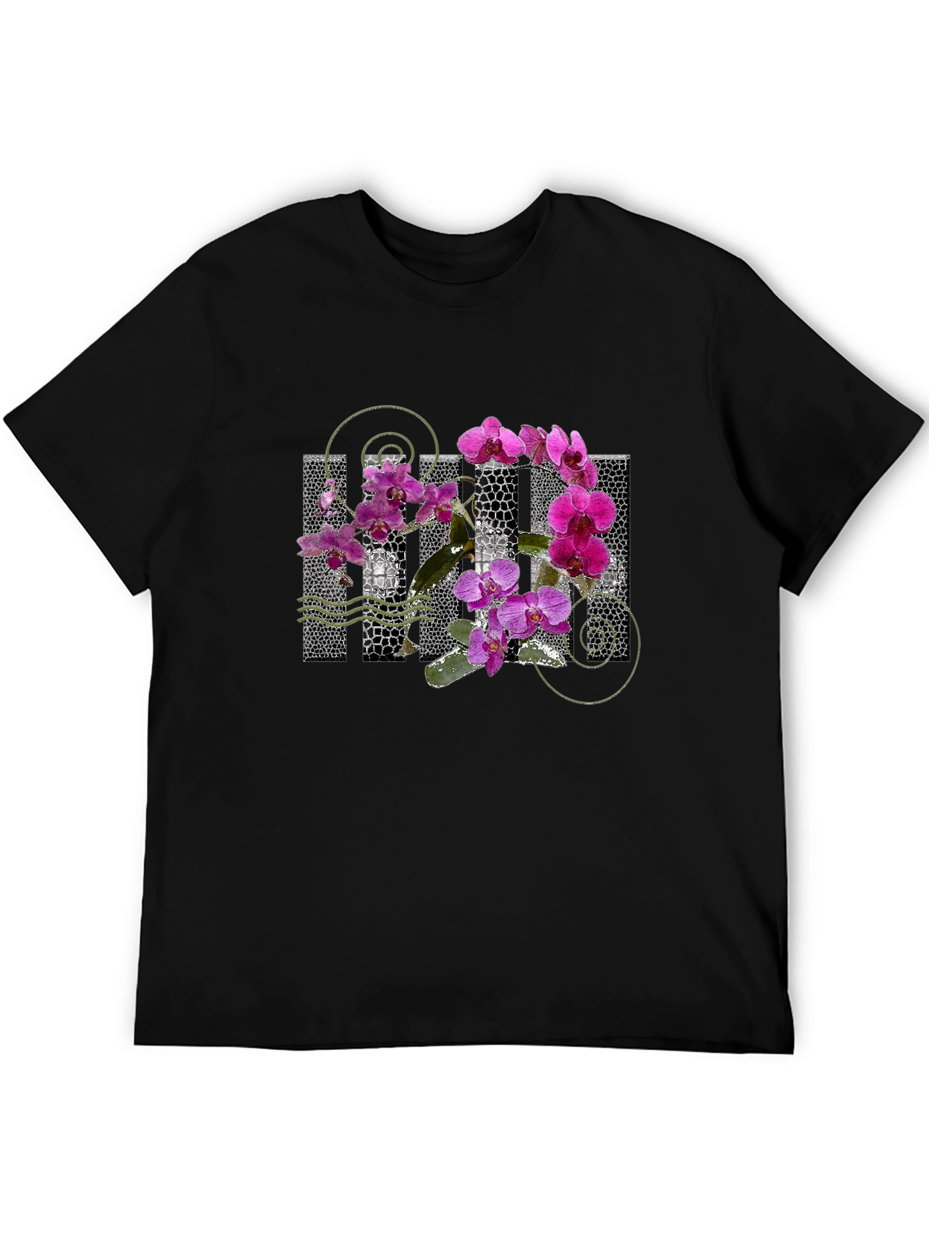 Orchid Graphic Black T-Shirt