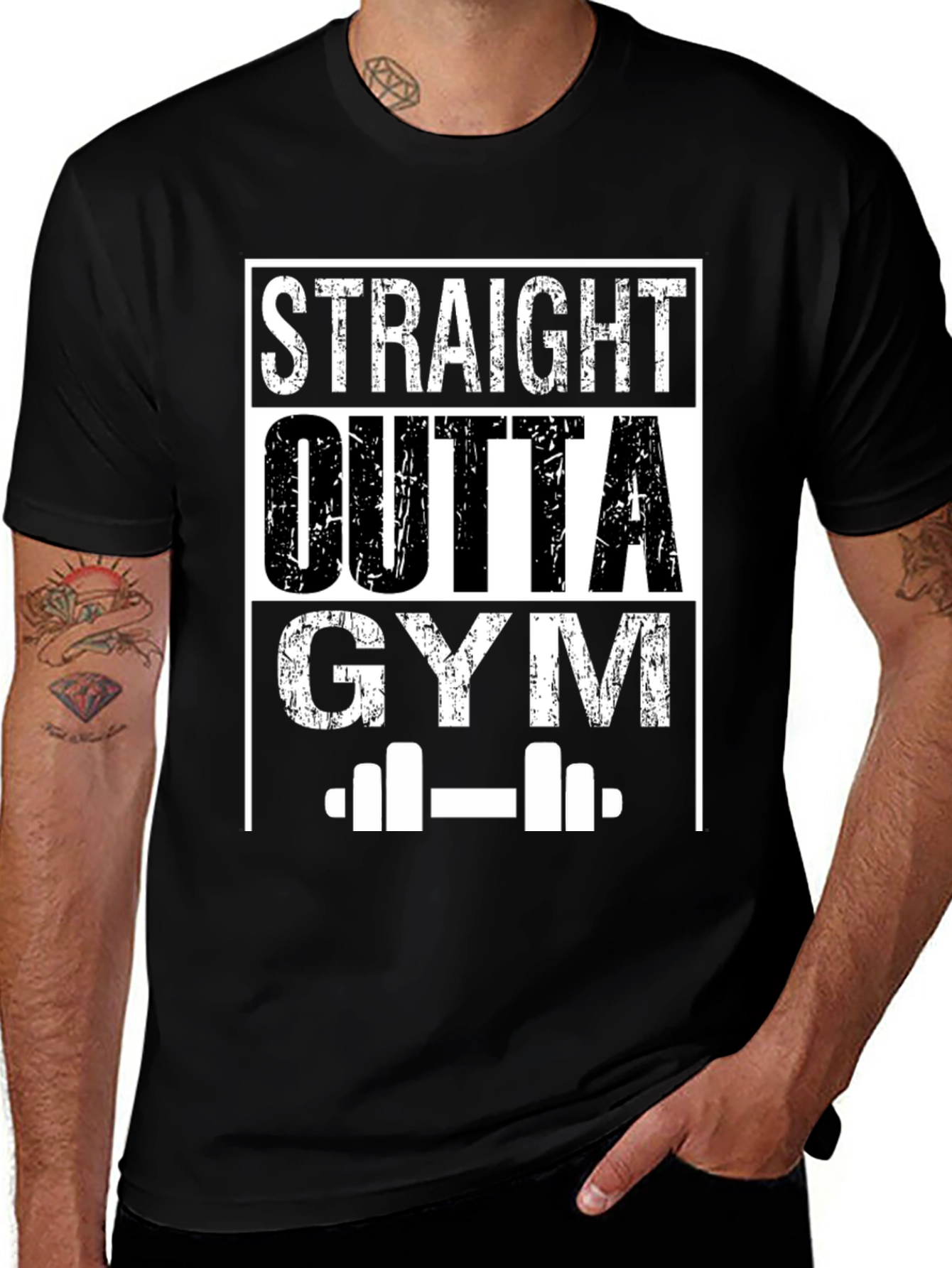 Straight Outta Gym Black Graphic T-Shirt