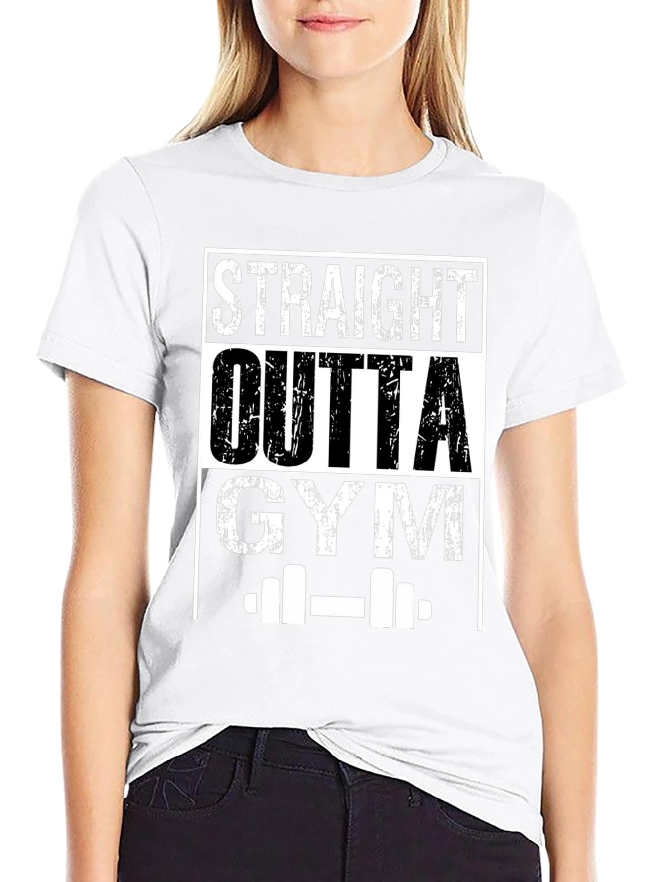 Straight Outta Gym Black Graphic T-Shirt