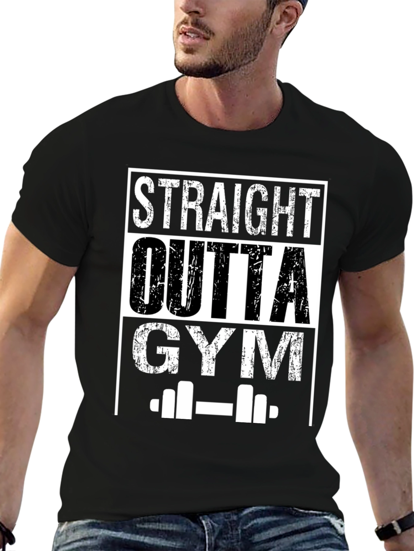 Straight Outta Gym Black Graphic T-Shirt