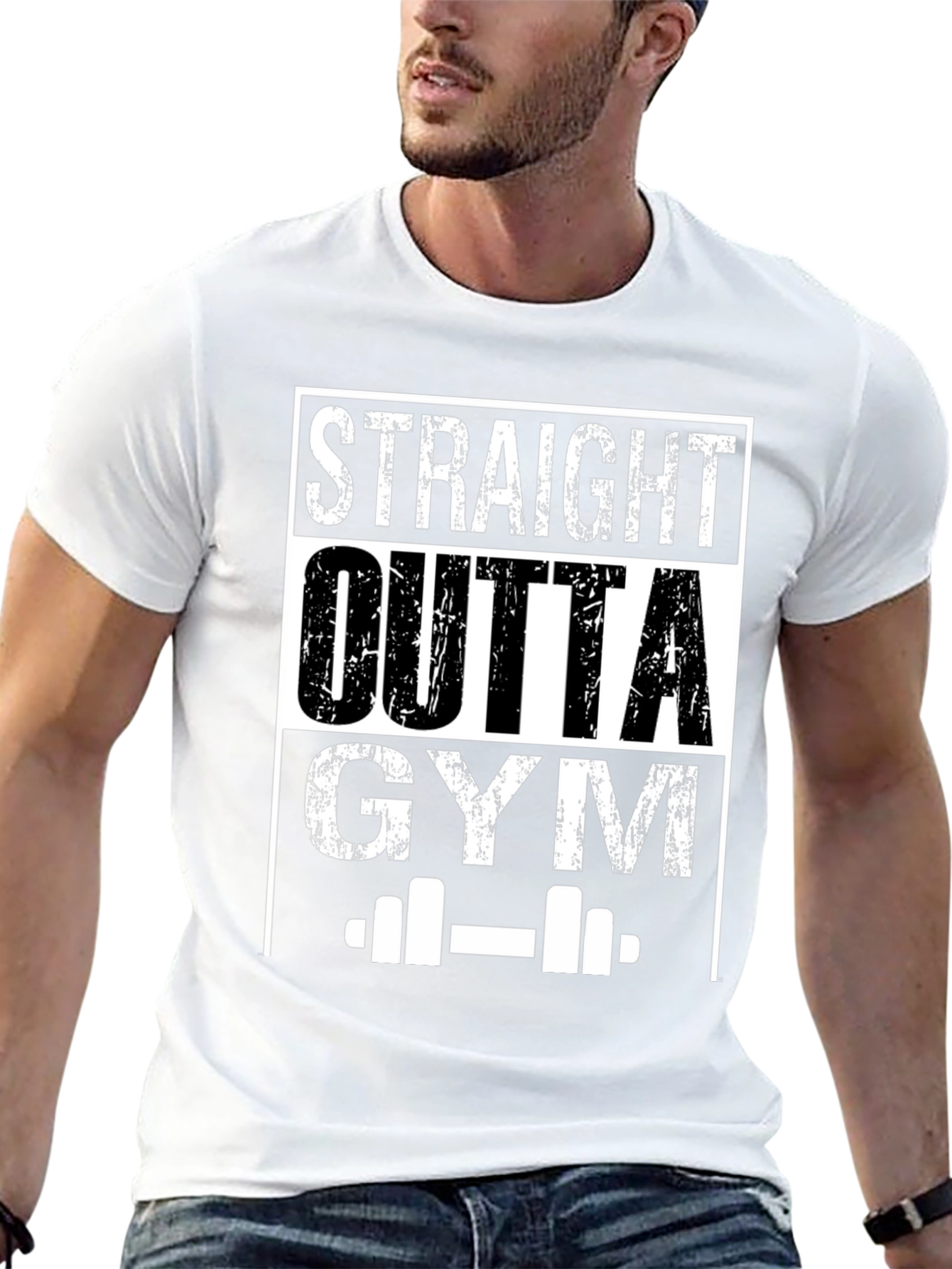 Straight Outta Gym Black Graphic T-Shirt