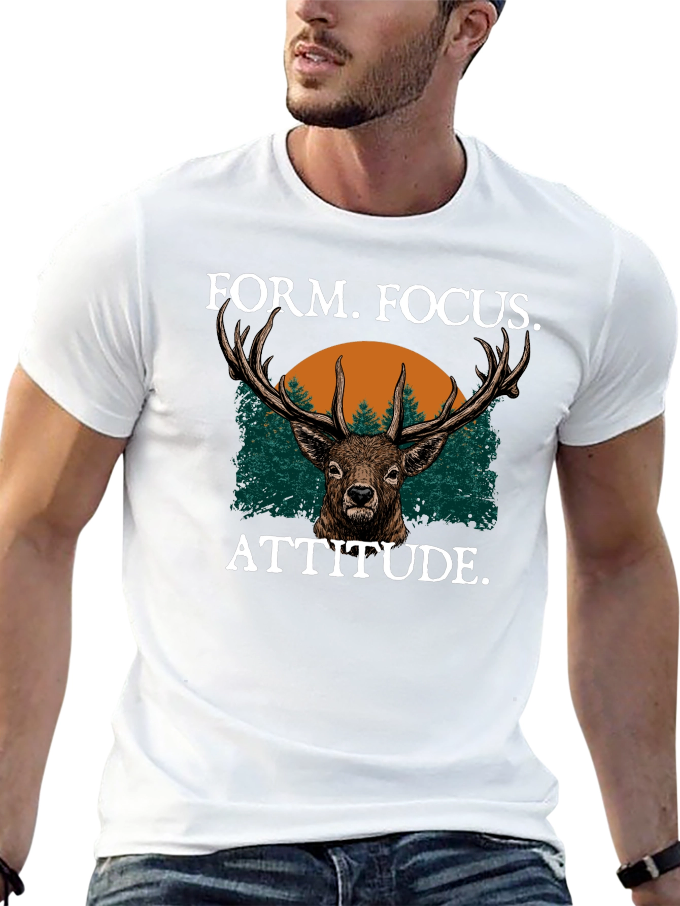 Form Focus Attitude Deer Graphic T-Shirt