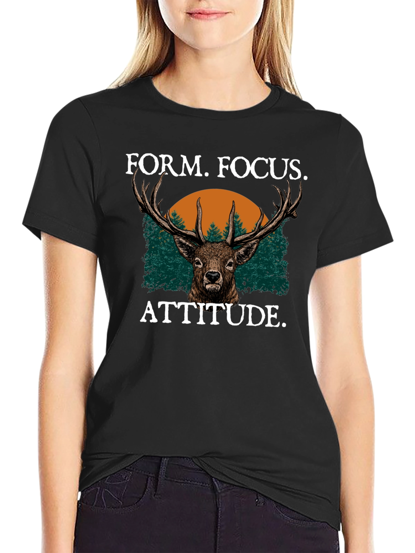 Form Focus Attitude Deer Graphic T-Shirt