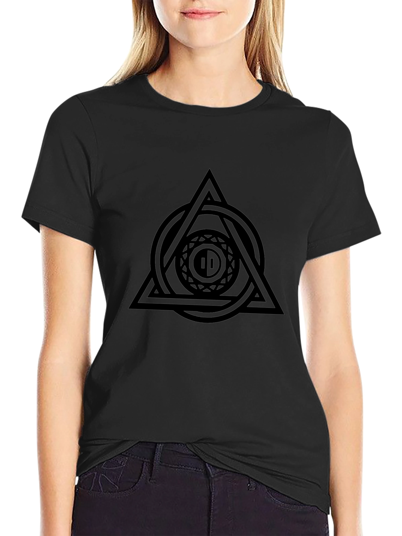 Geometric Symbol Black T-Shirt - Modern Graphic Tee
