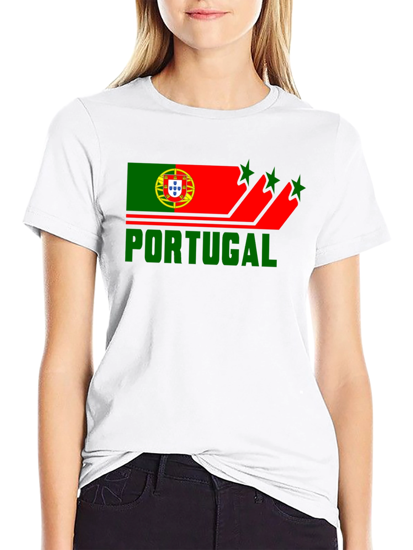 Portugal Flag Graphic Black T-Shirt