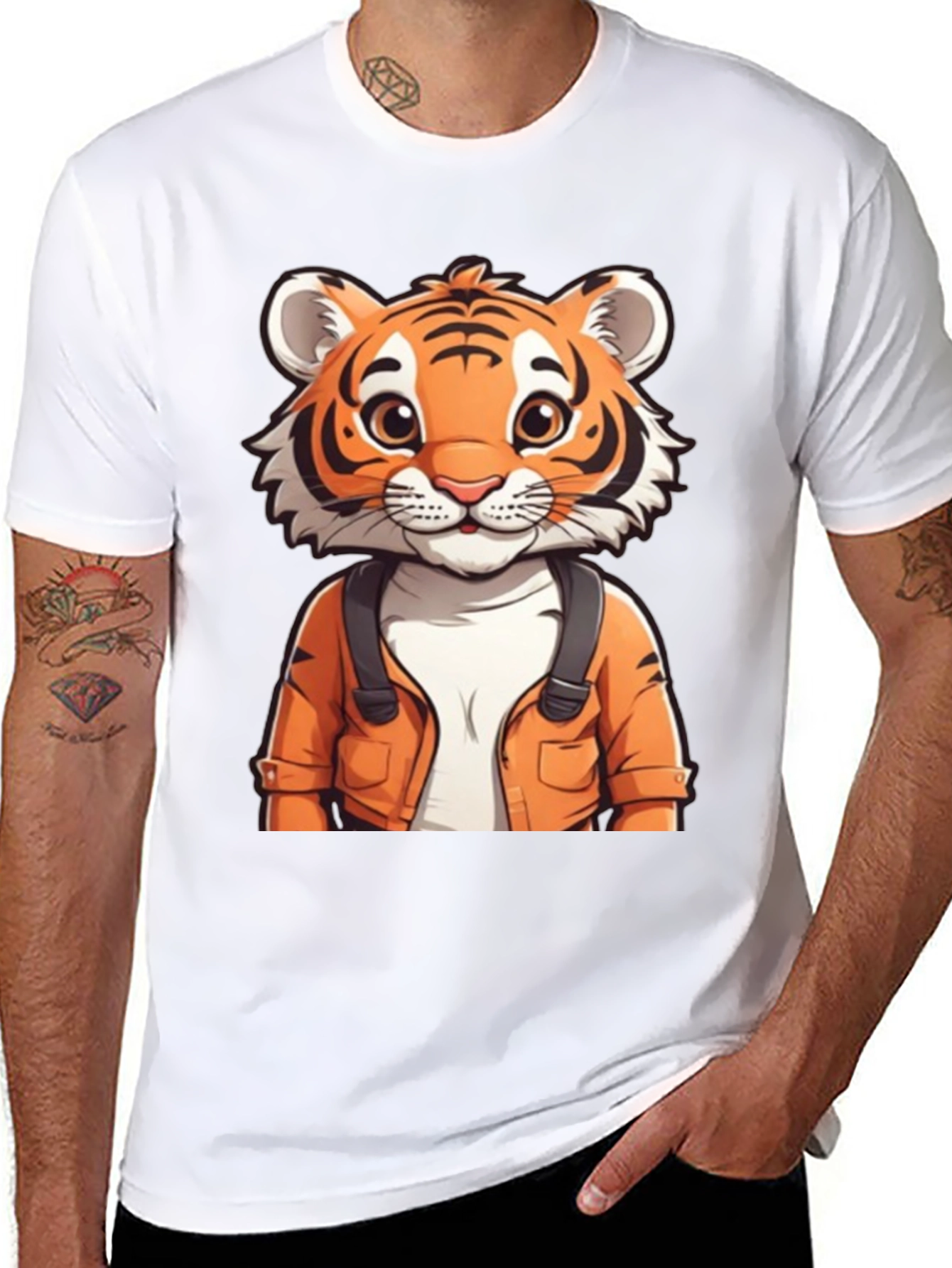 Cute Tiger Graphic Tee - Black Casual T-Shirt