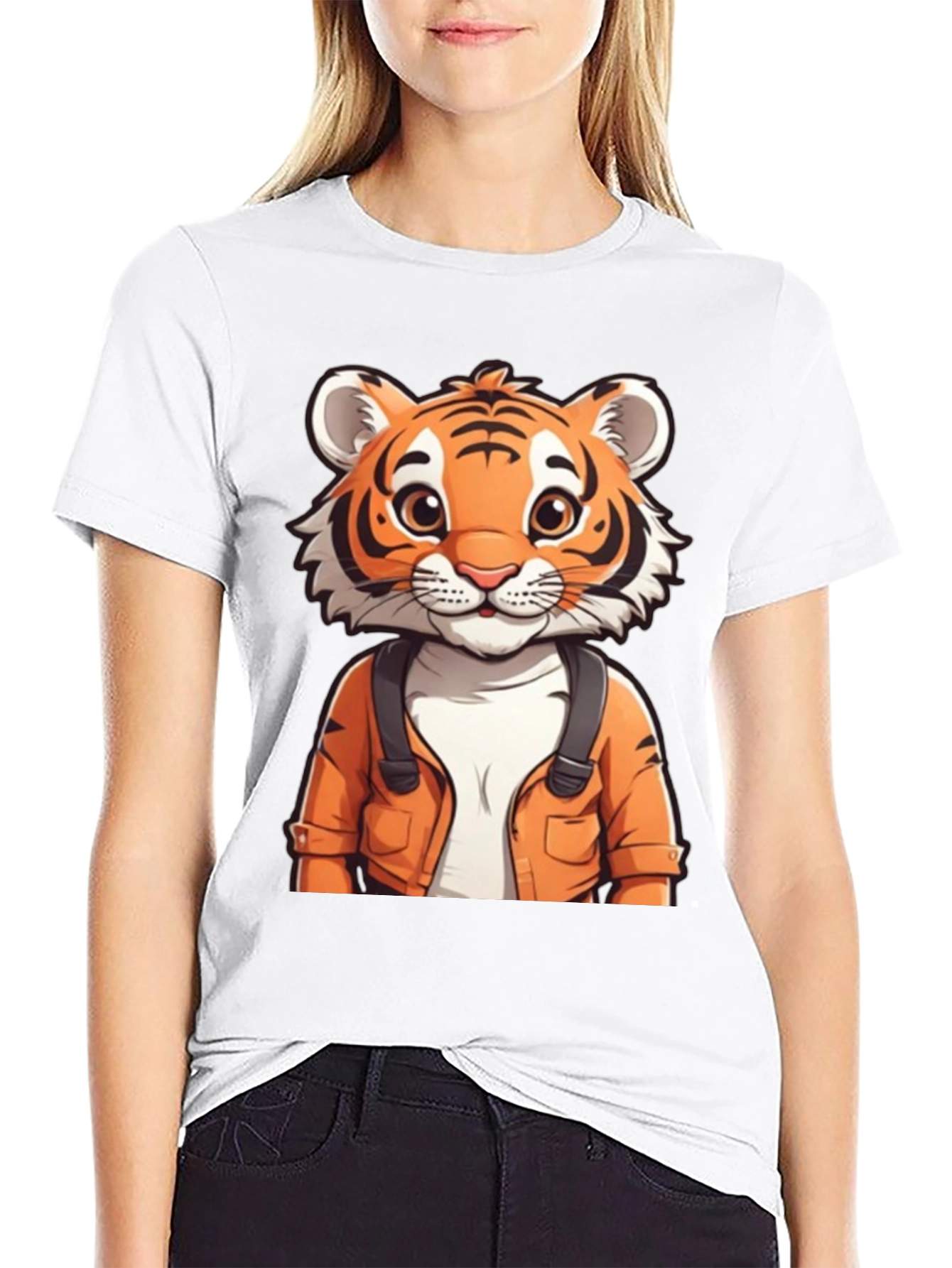 Cute Tiger Graphic Tee - Black Casual T-Shirt