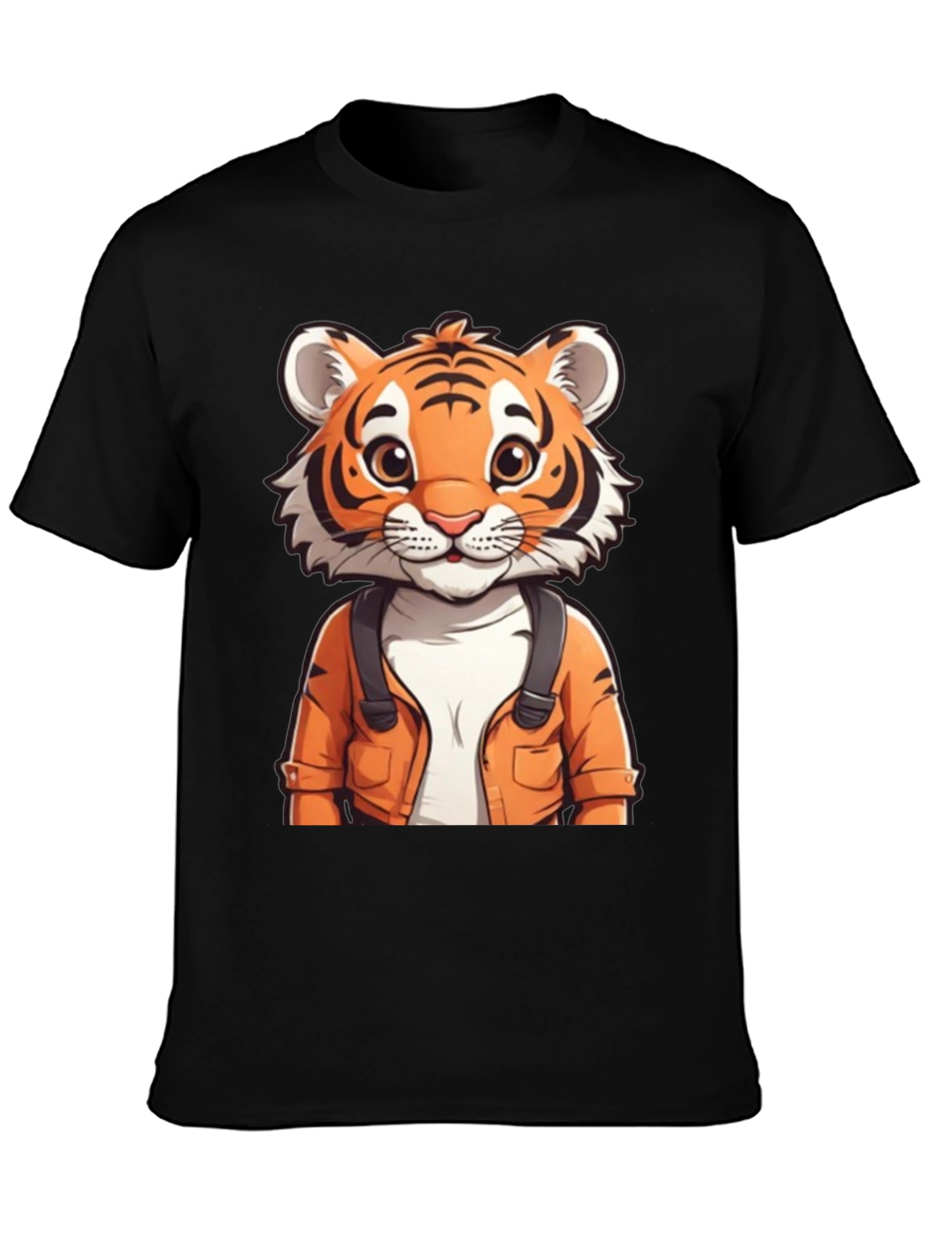 Cute Tiger Graphic Tee - Black Casual T-Shirt
