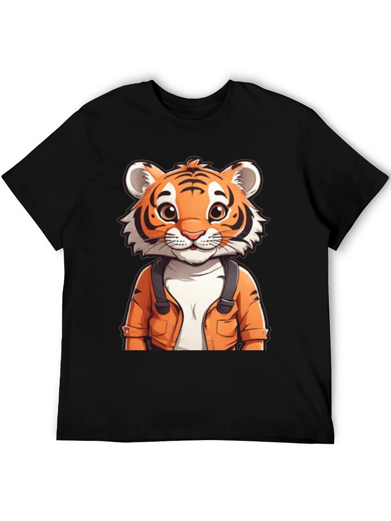 Cute Tiger Graphic Tee - Black Casual T-Shirt