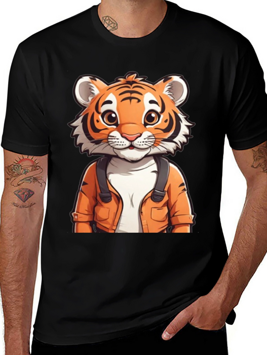 Cute Tiger Graphic Tee - Black Casual T-Shirt