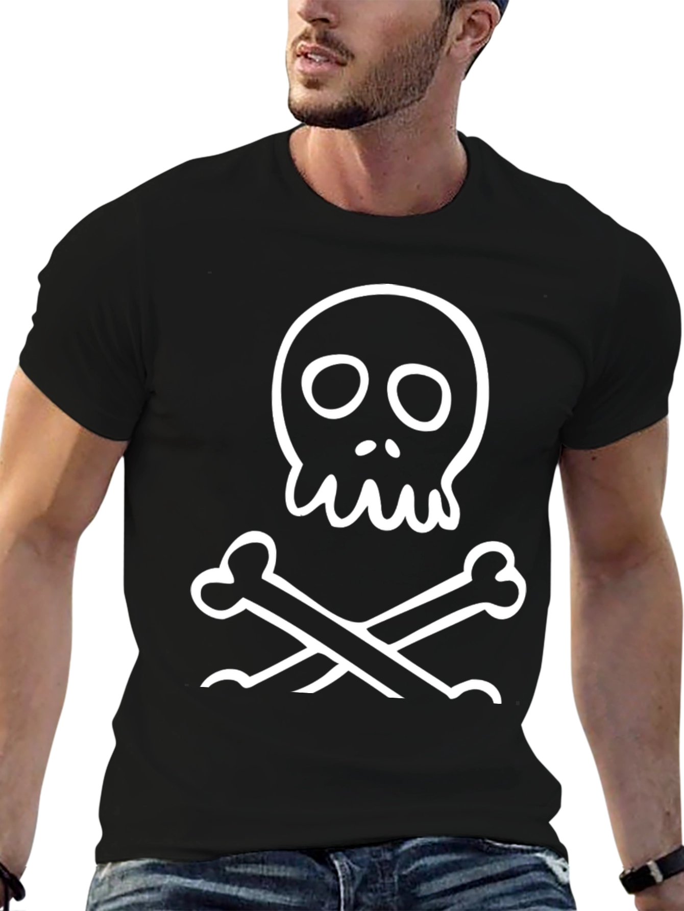 Skull & Crossbones Graphic T-Shirt - Black Cotton Tee