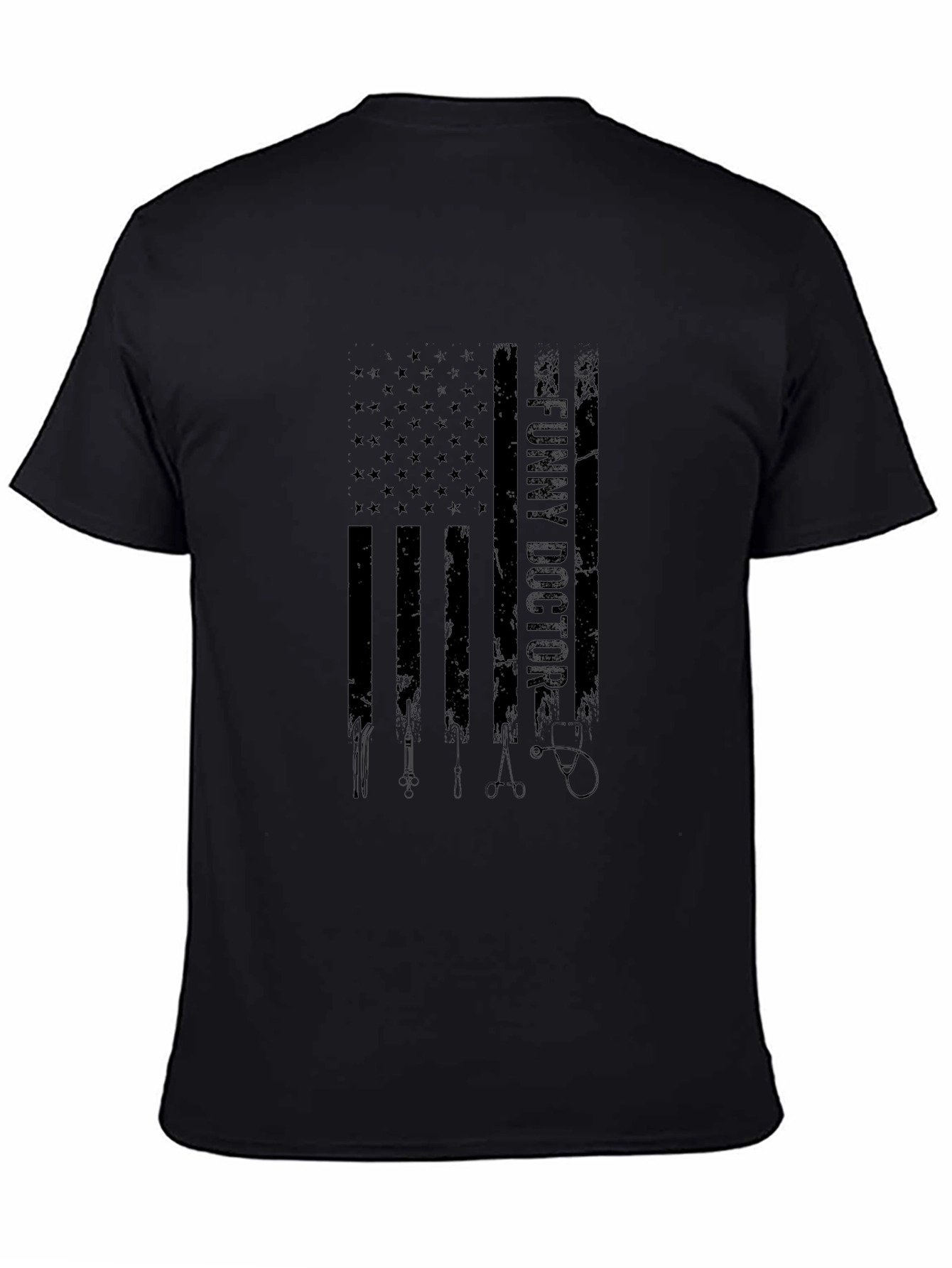 Funny Doctor American Flag Black T-Shirt