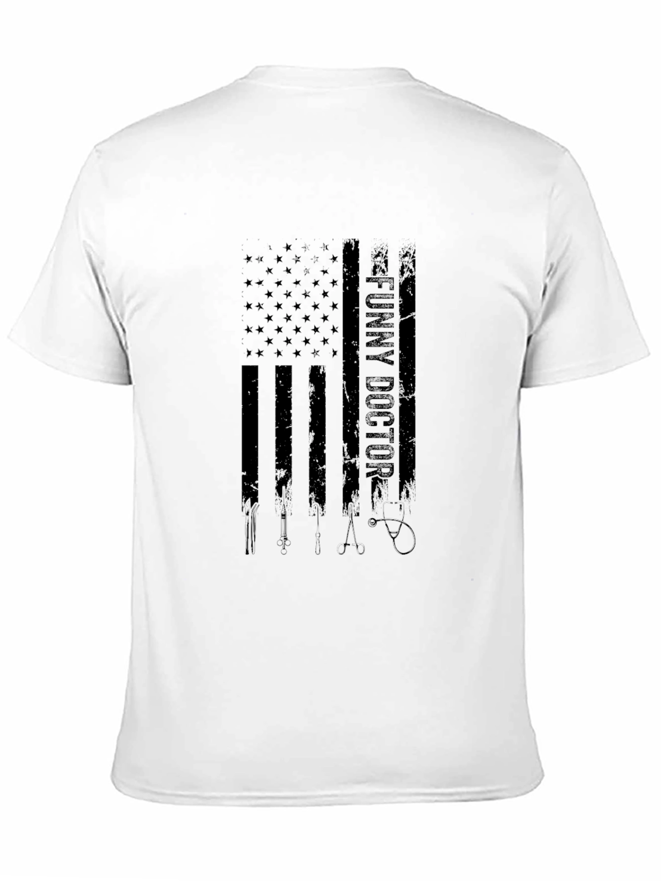 Funny Doctor American Flag Black T-Shirt