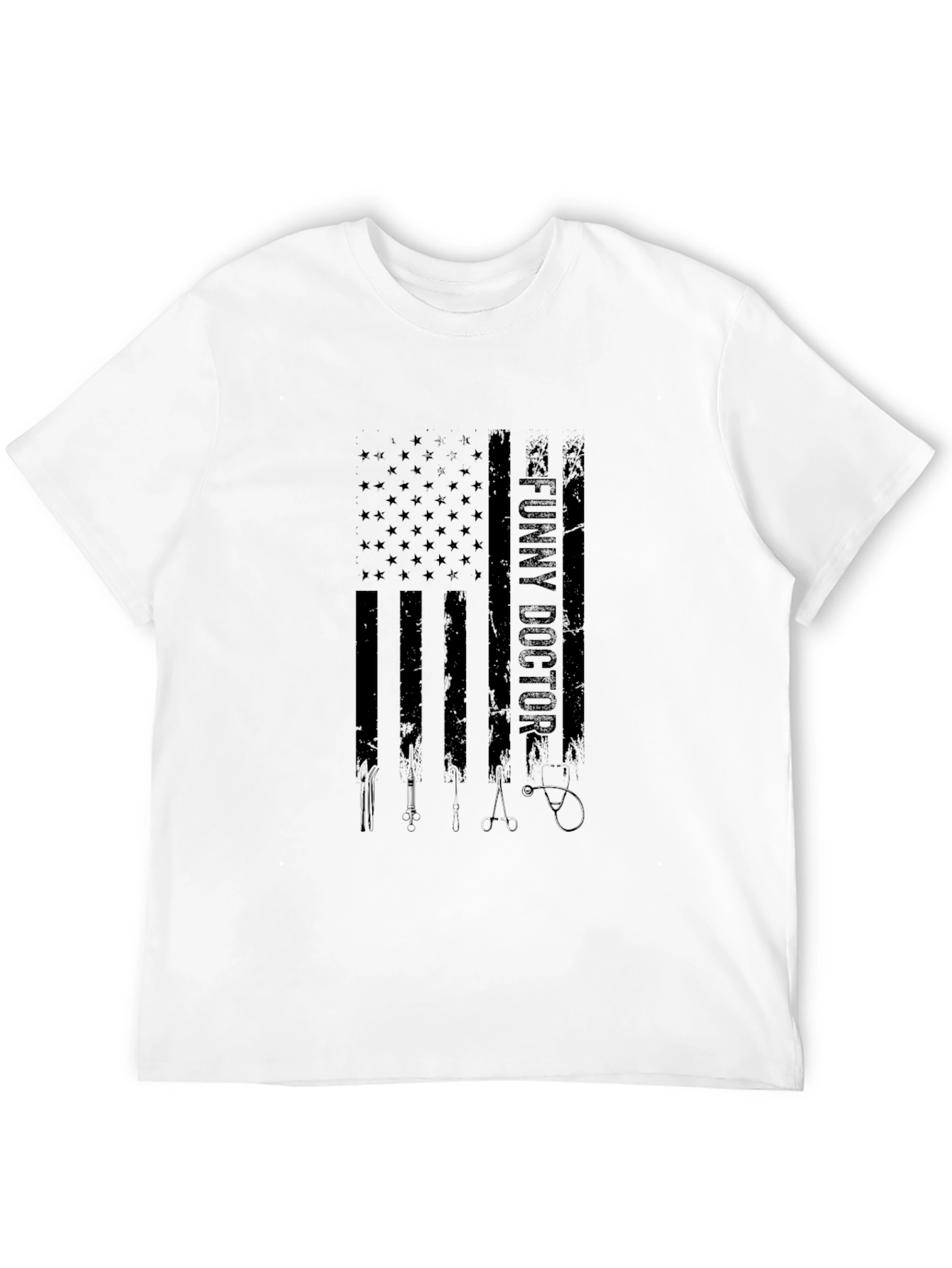 Funny Doctor American Flag Black T-Shirt