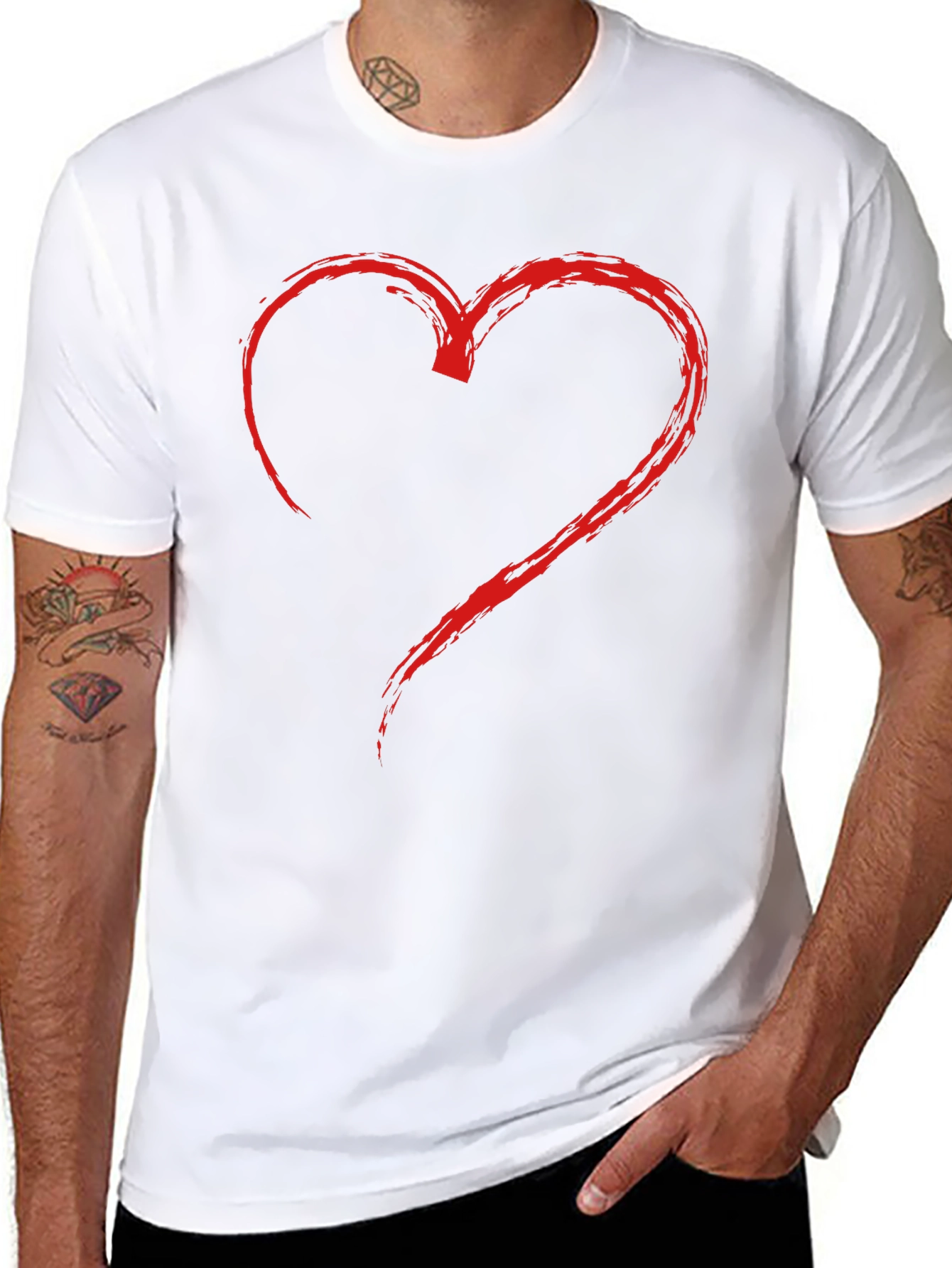 Heart Graphic Mens Black T-Shirt