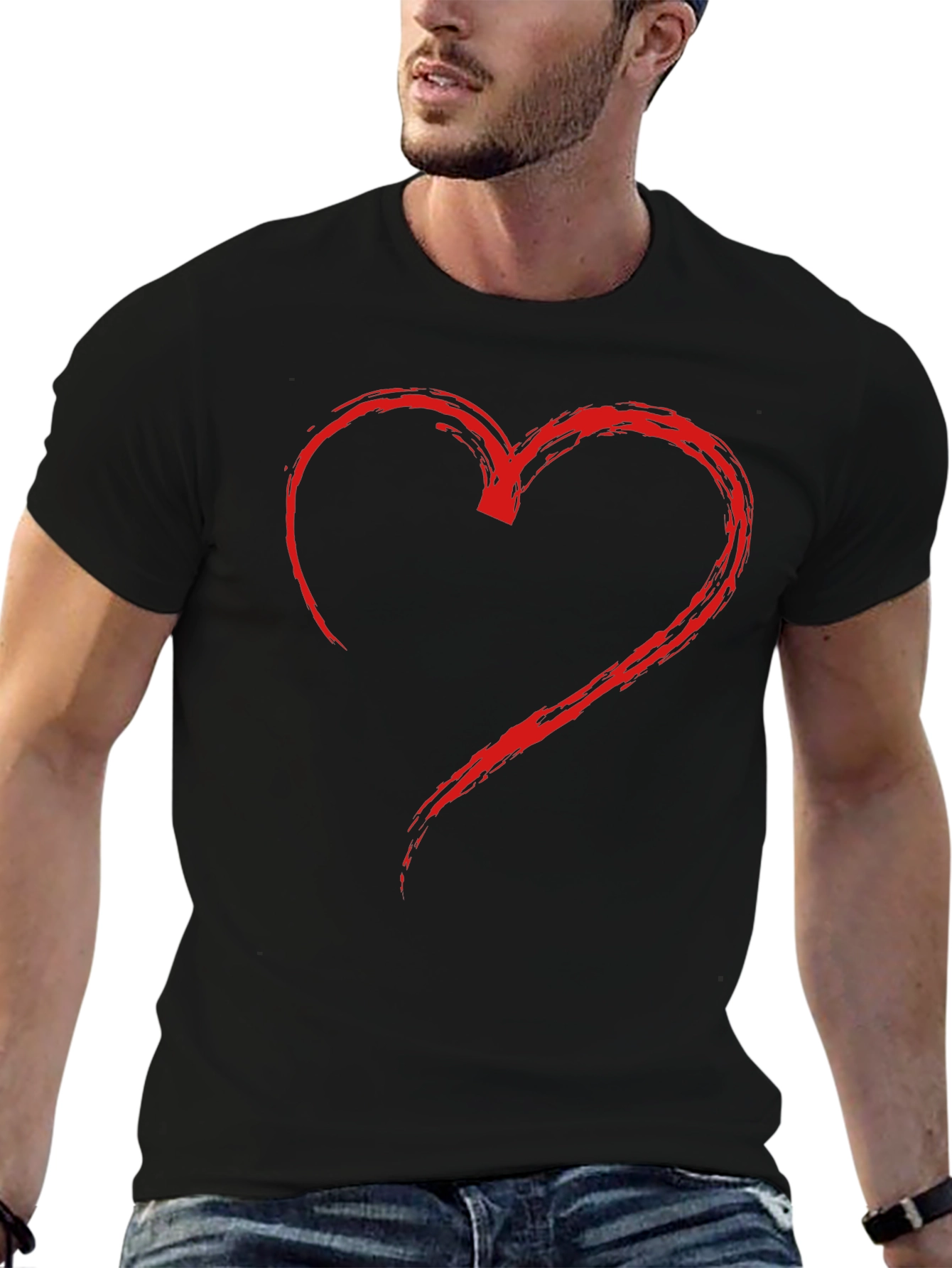 Heart Graphic Mens Black T-Shirt