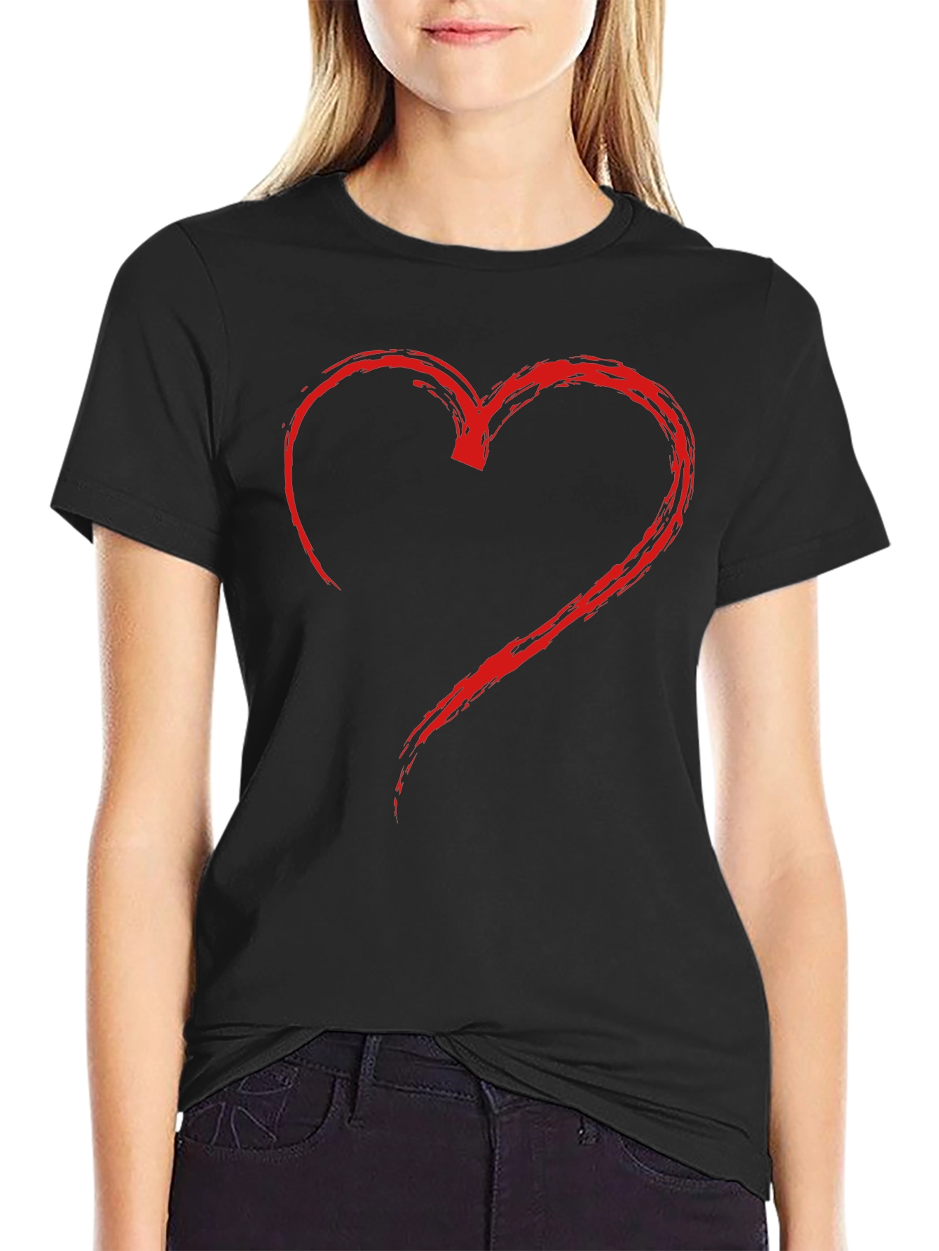 Heart Graphic Mens Black T-Shirt