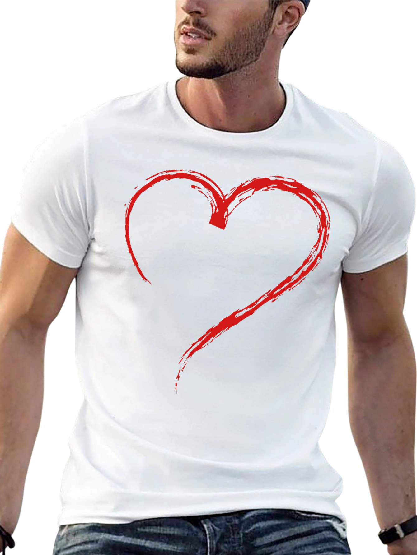 Heart Graphic Mens Black T-Shirt