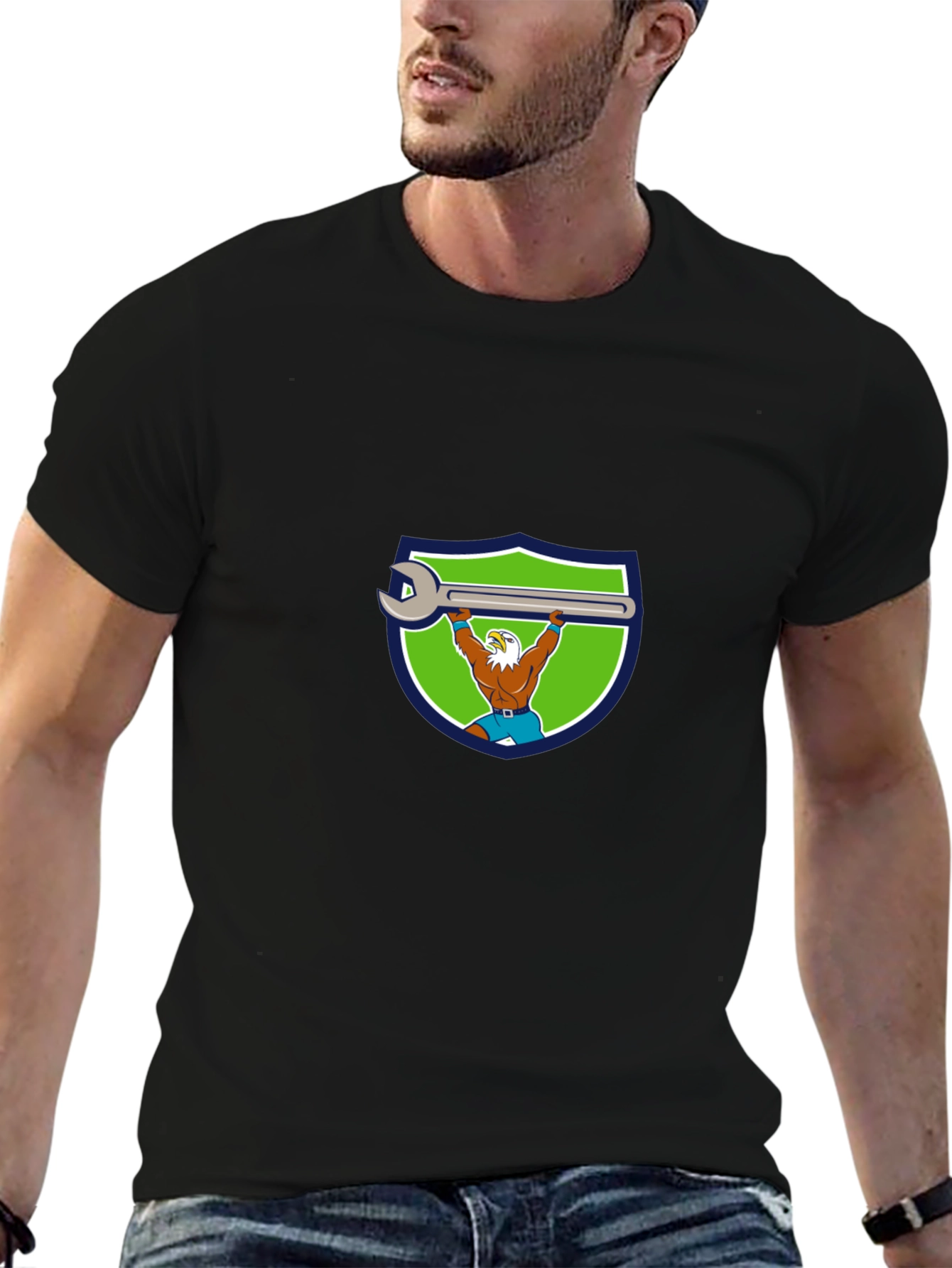 Mechanic Eagle T-Shirt - Power Lifting Wrench Design