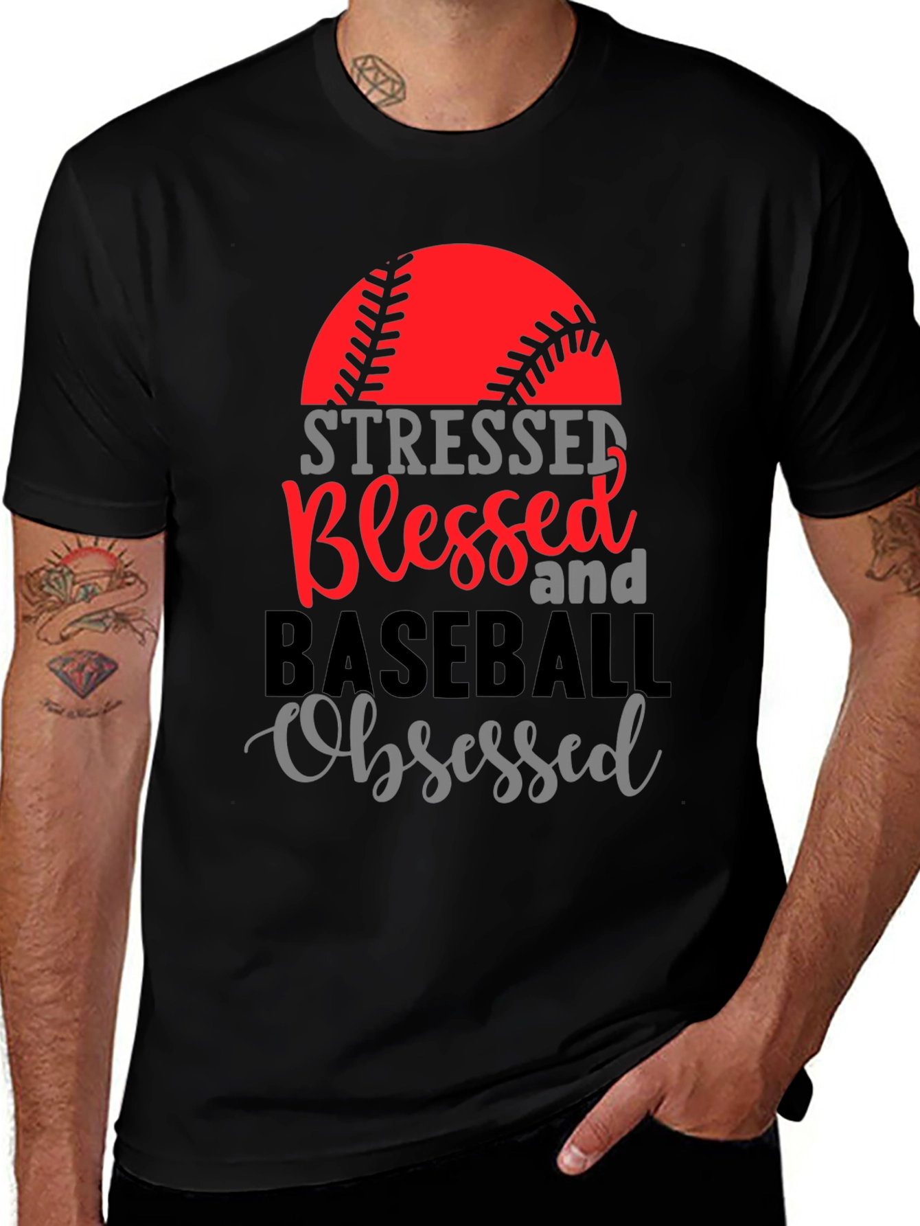 Stressed Blessed Baseball Obsessed Tee