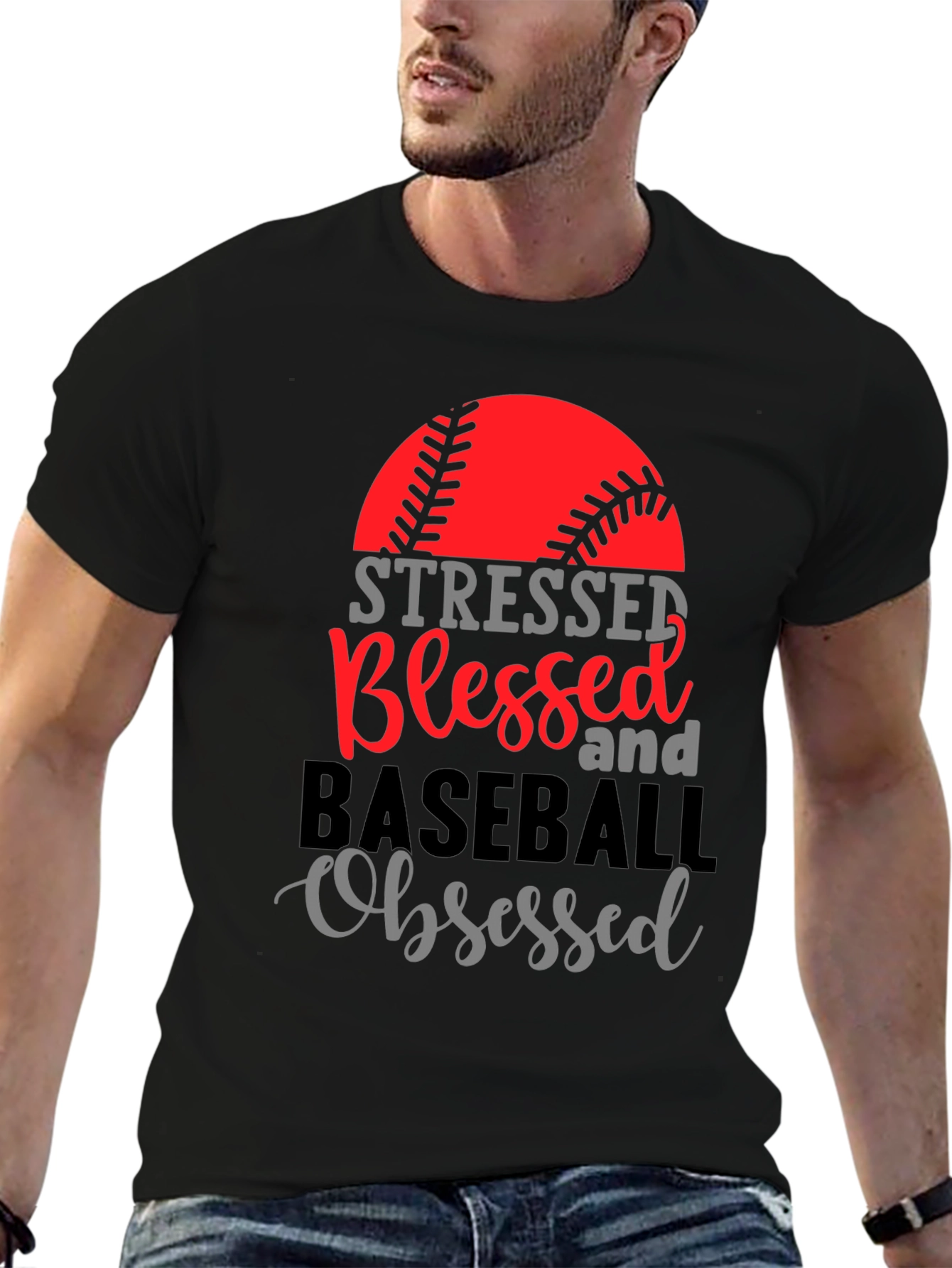 Stressed Blessed Baseball Obsessed Tee