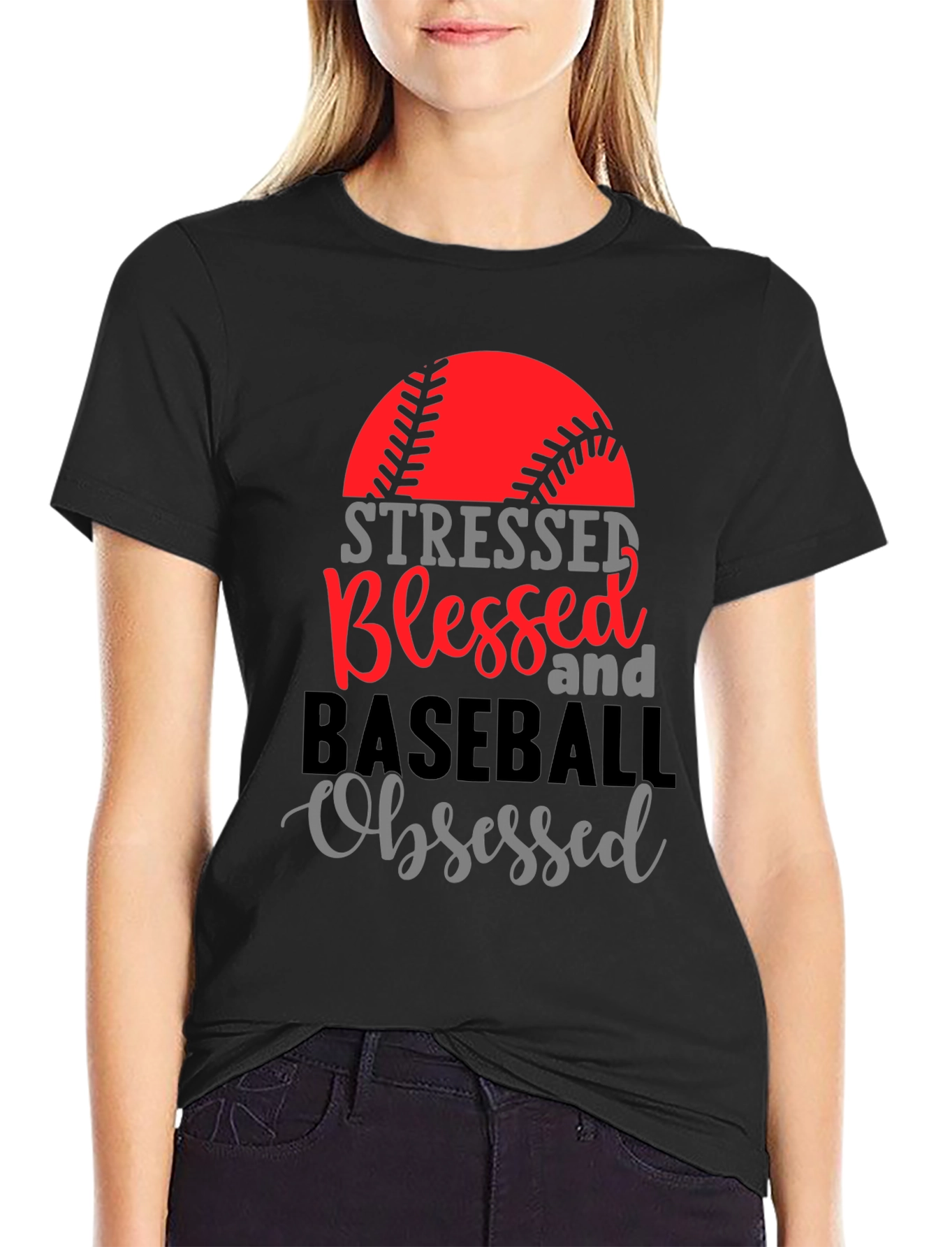 Stressed Blessed Baseball Obsessed Tee