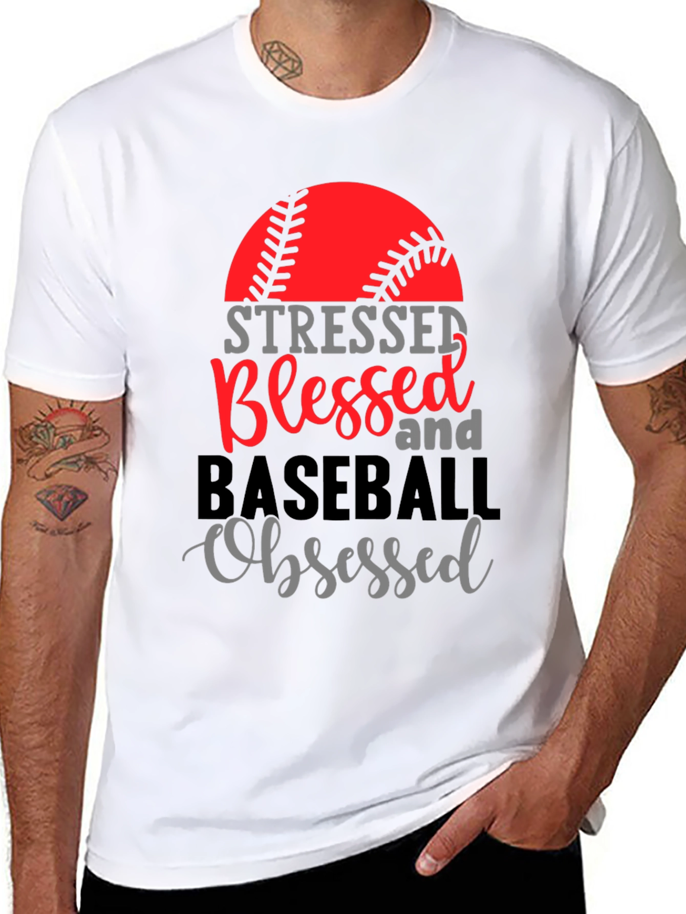 Stressed Blessed Baseball Obsessed Tee