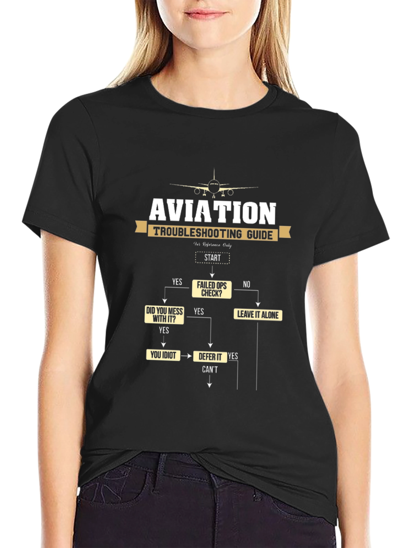 Aviation Troubleshooting Guide Black T-Shirt