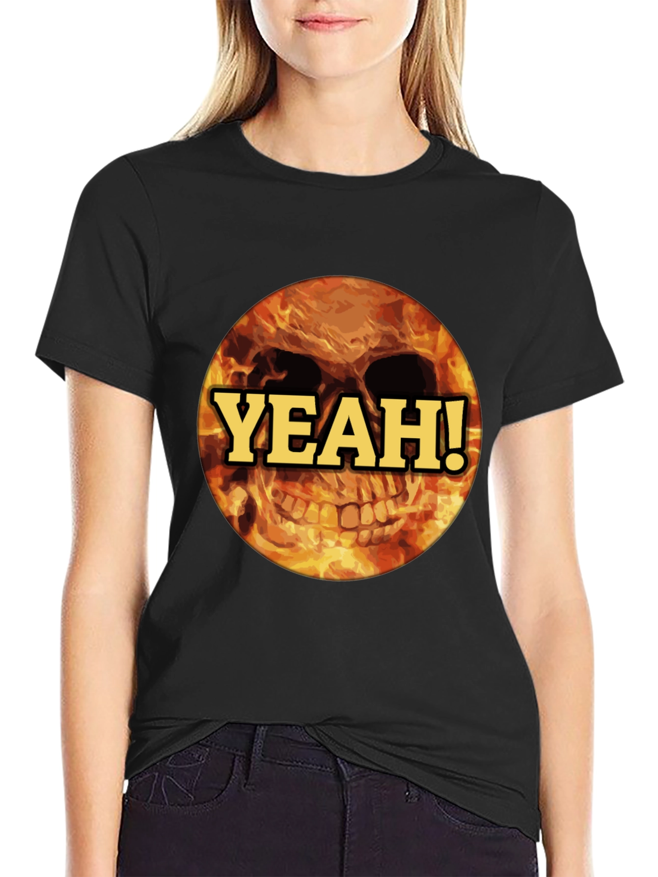 Fiery Skull Yeah! T-Shirt - Bold Graphic Tee