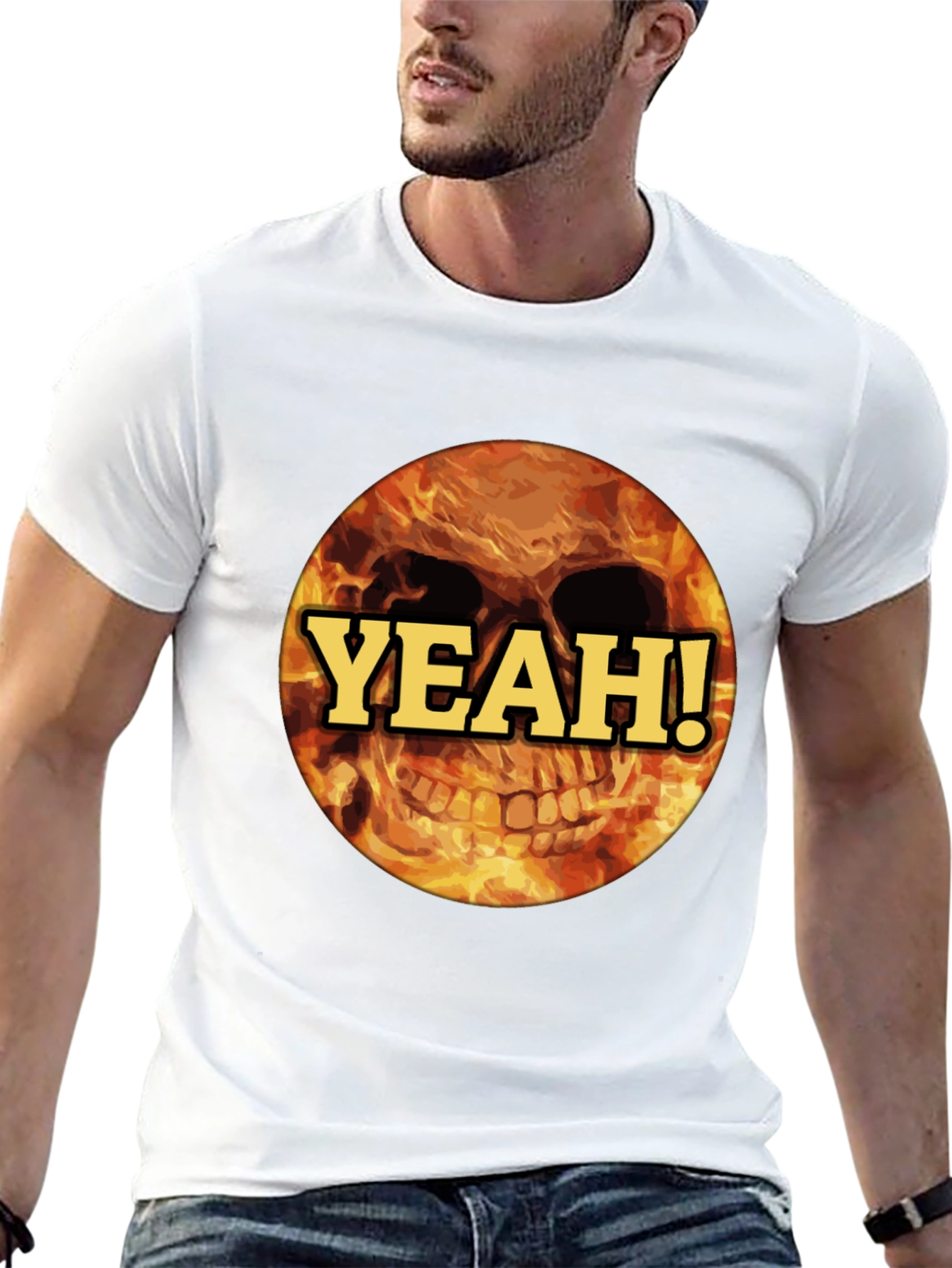 Fiery Skull Yeah! T-Shirt - Bold Graphic Tee