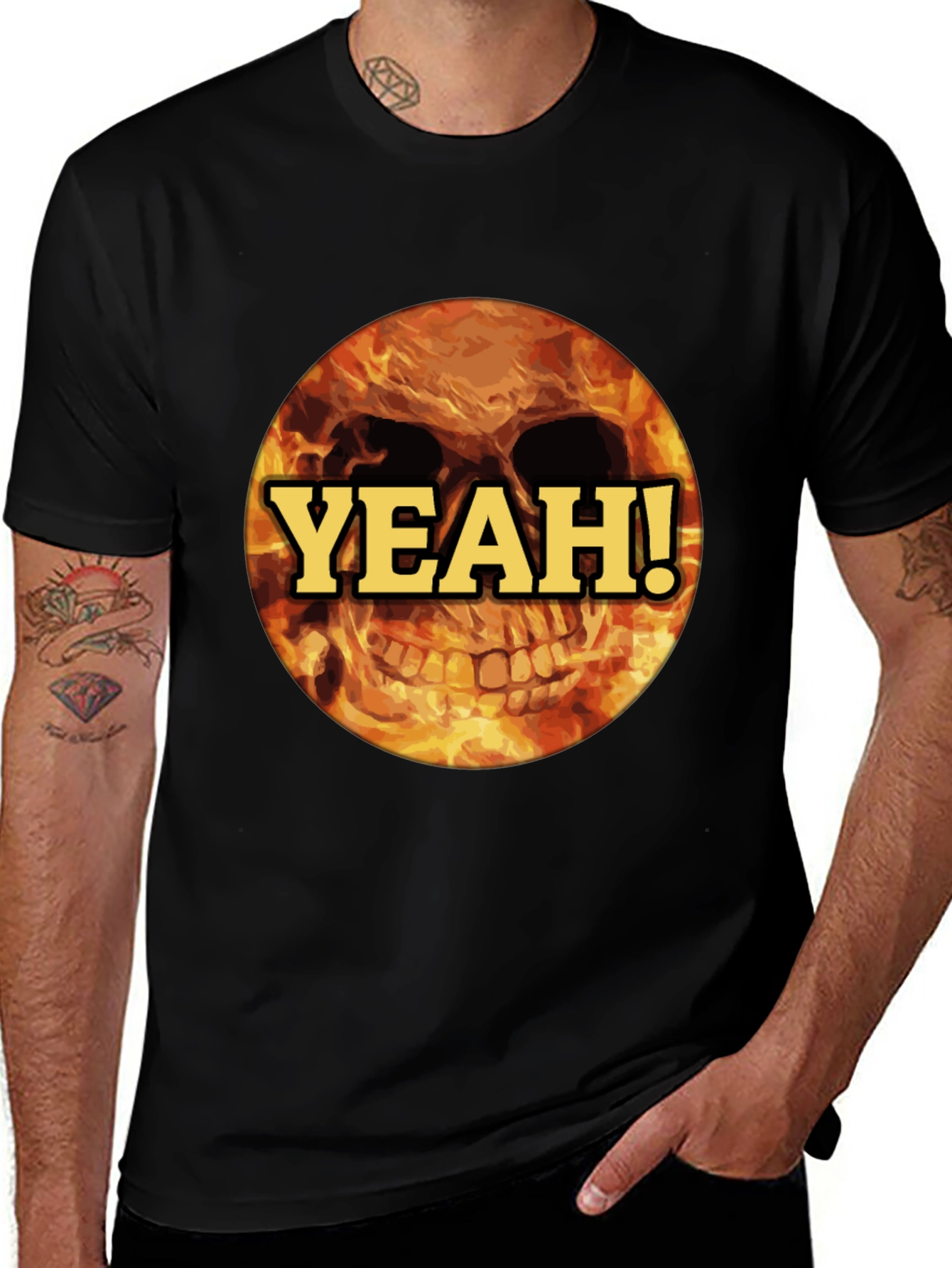 Fiery Skull Yeah! T-Shirt - Bold Graphic Tee