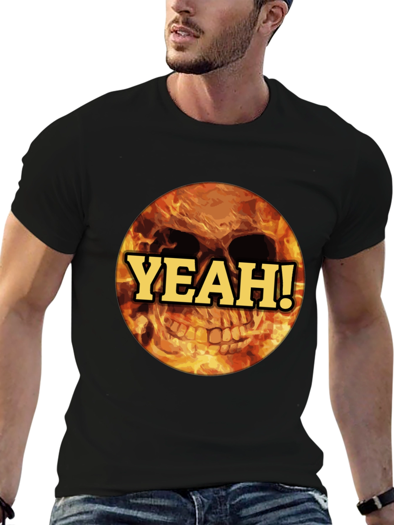Fiery Skull Yeah! T-Shirt - Bold Graphic Tee