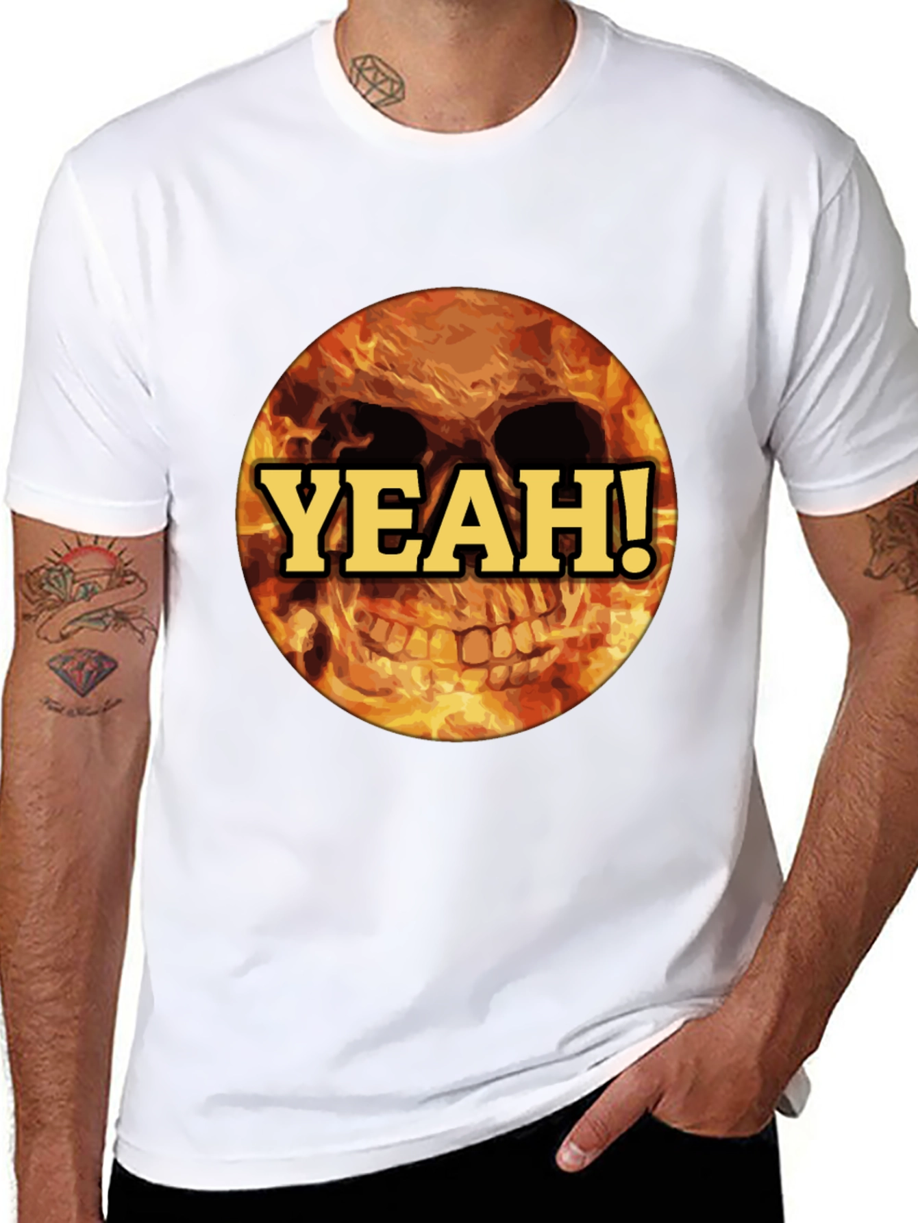 Fiery Skull Yeah! T-Shirt - Bold Graphic Tee