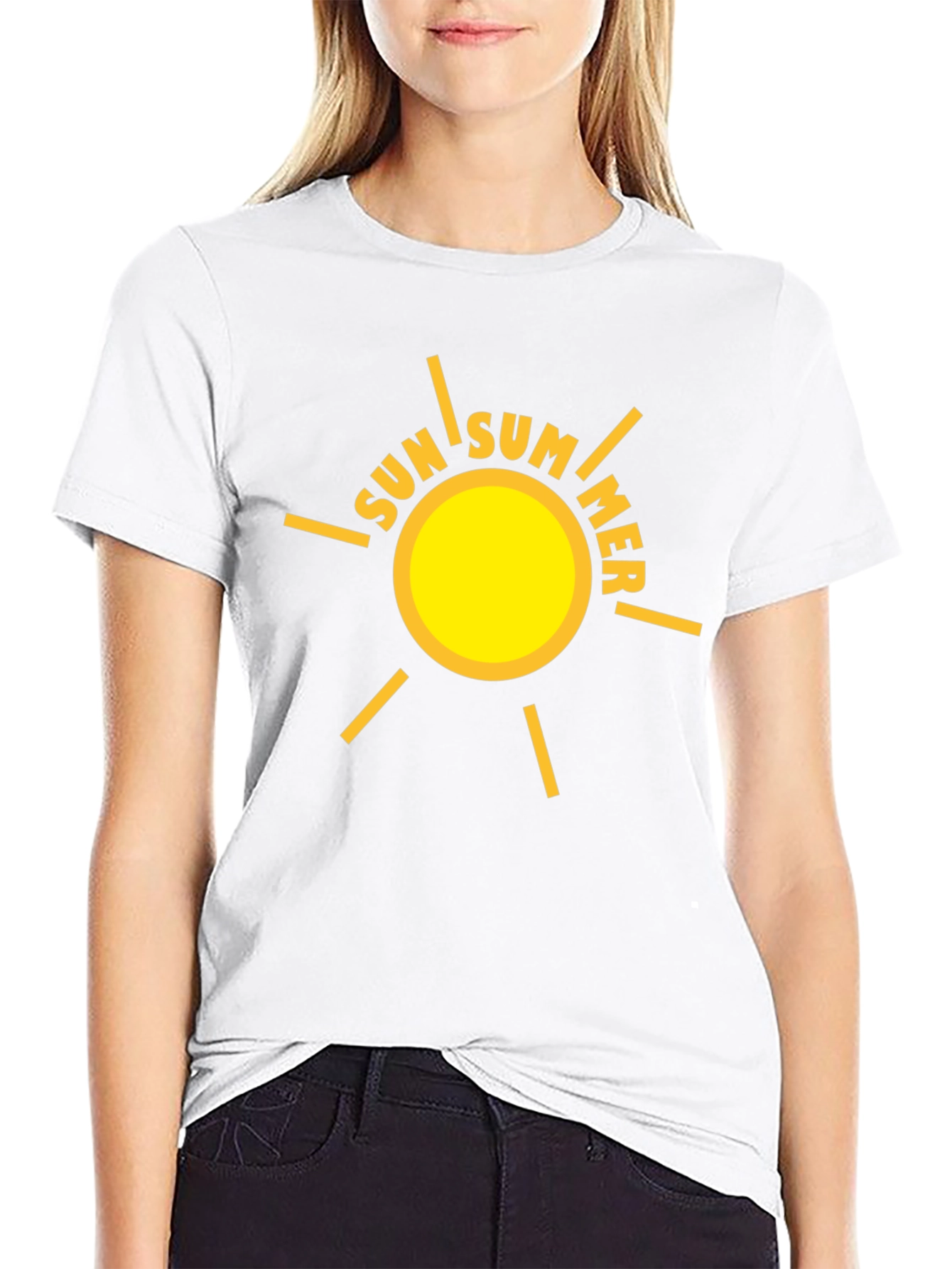 Summer Sun Graphic Tee - Black Cotton T-Shirt