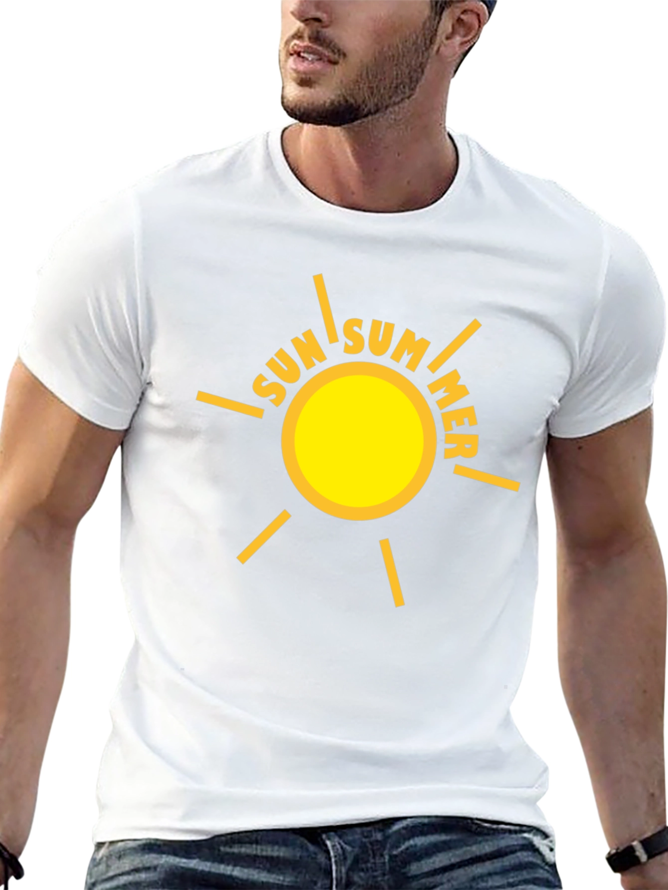 Summer Sun Graphic Tee - Black Cotton T-Shirt
