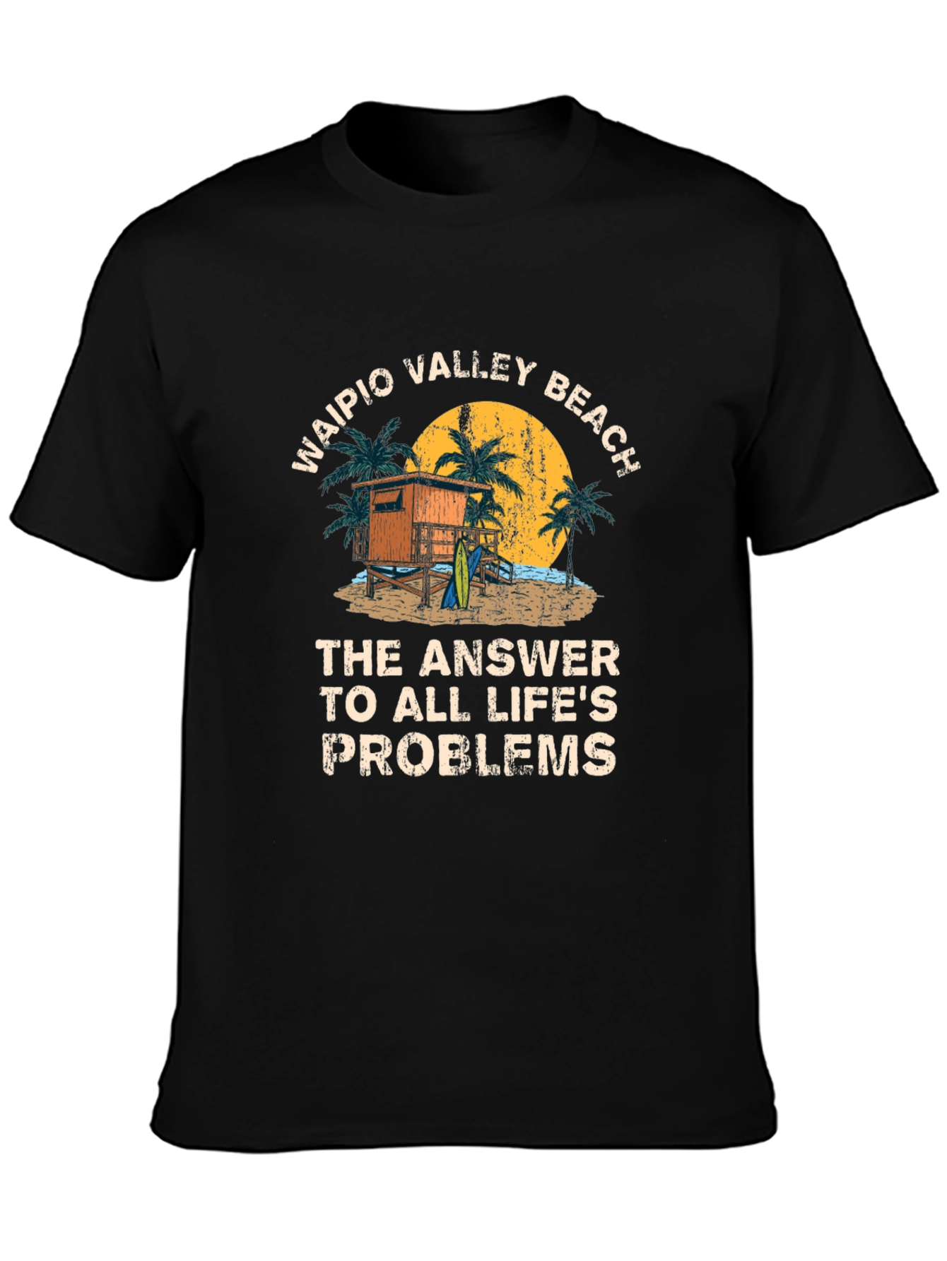 Waipio Valley Beach T-Shirt - Lifes Problems Answered!
