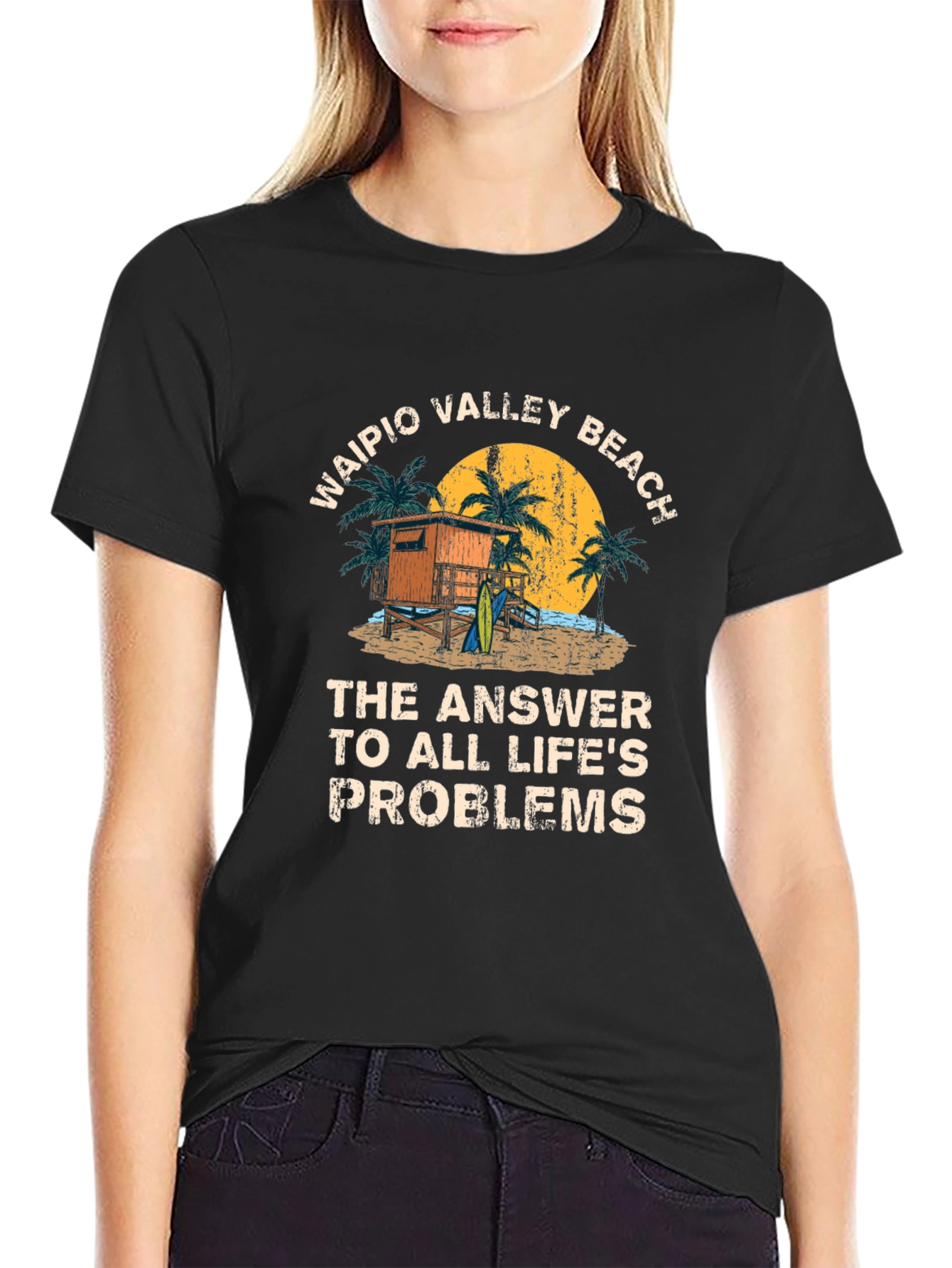 Waipio Valley Beach T-Shirt - Lifes Problems Answered!