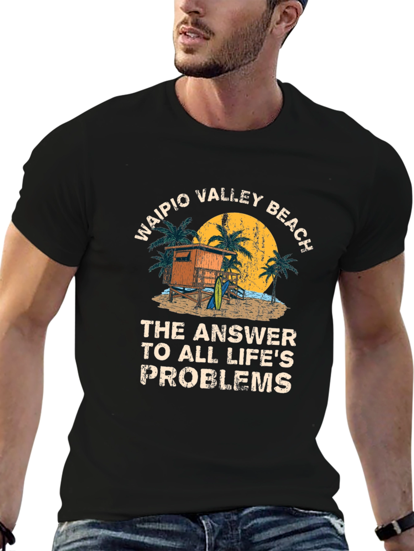 Waipio Valley Beach T-Shirt - Lifes Problems Answered!