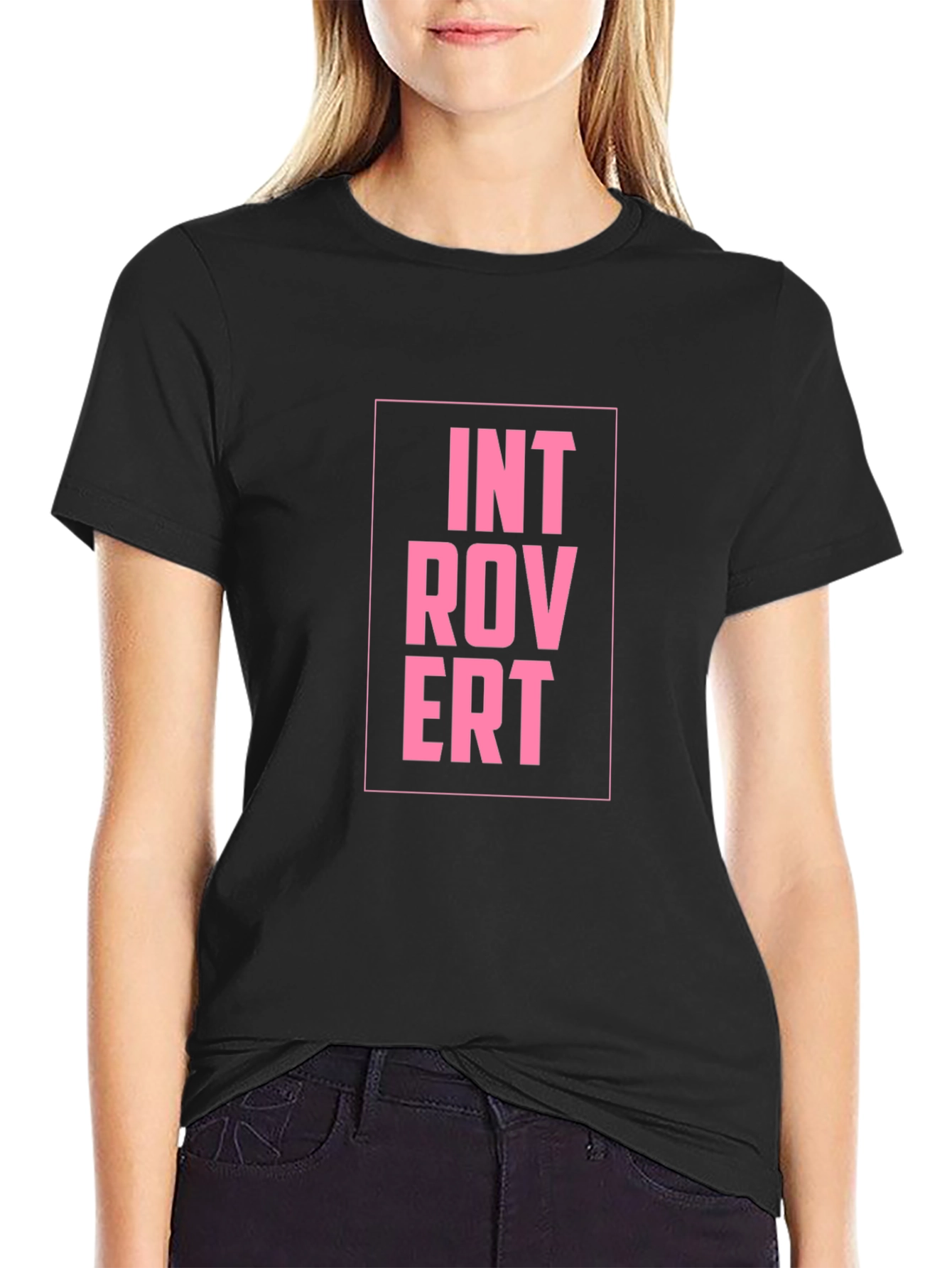 Introvert Graphic Tee - Black Cotton Comfort