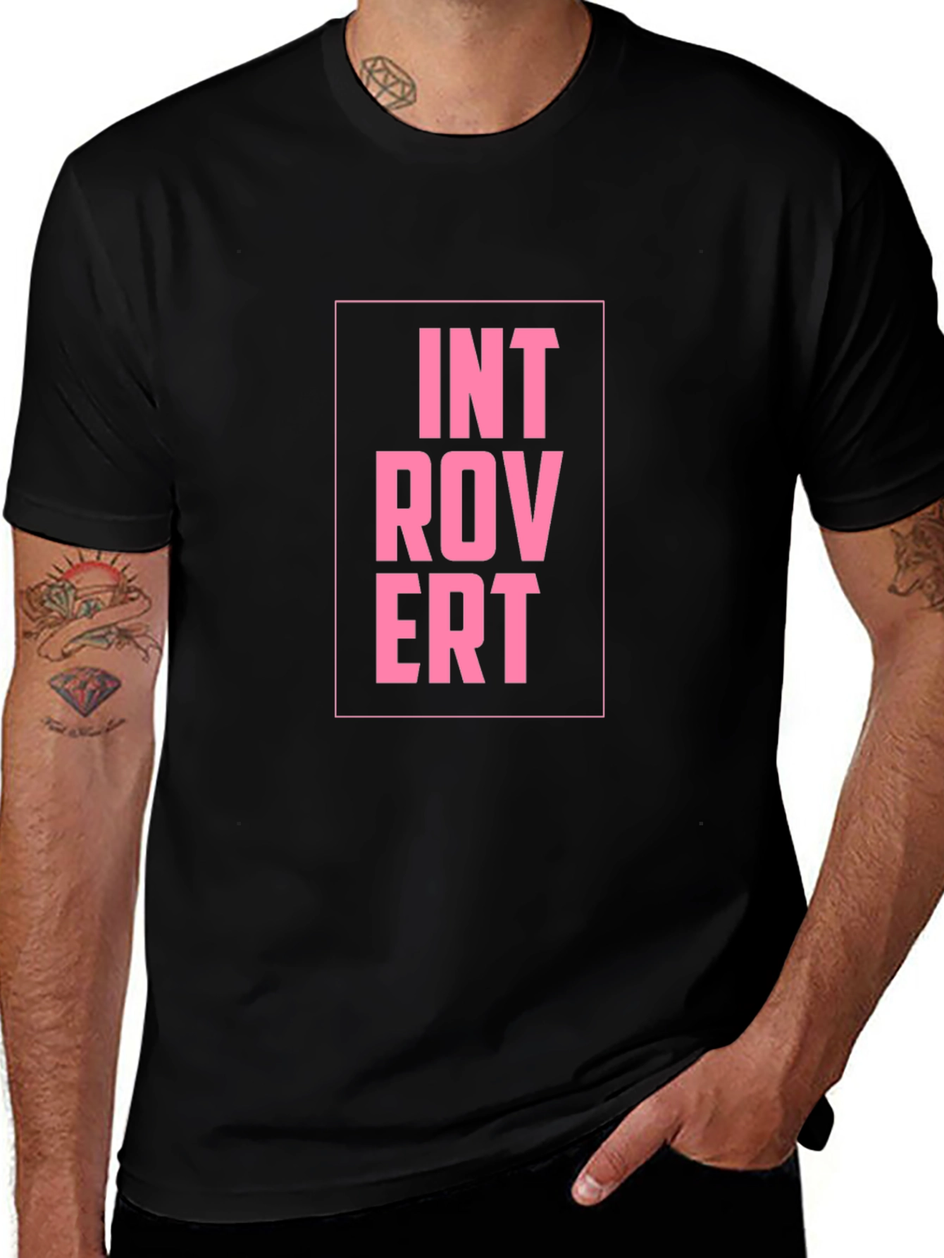 Introvert Graphic Tee - Black Cotton Comfort