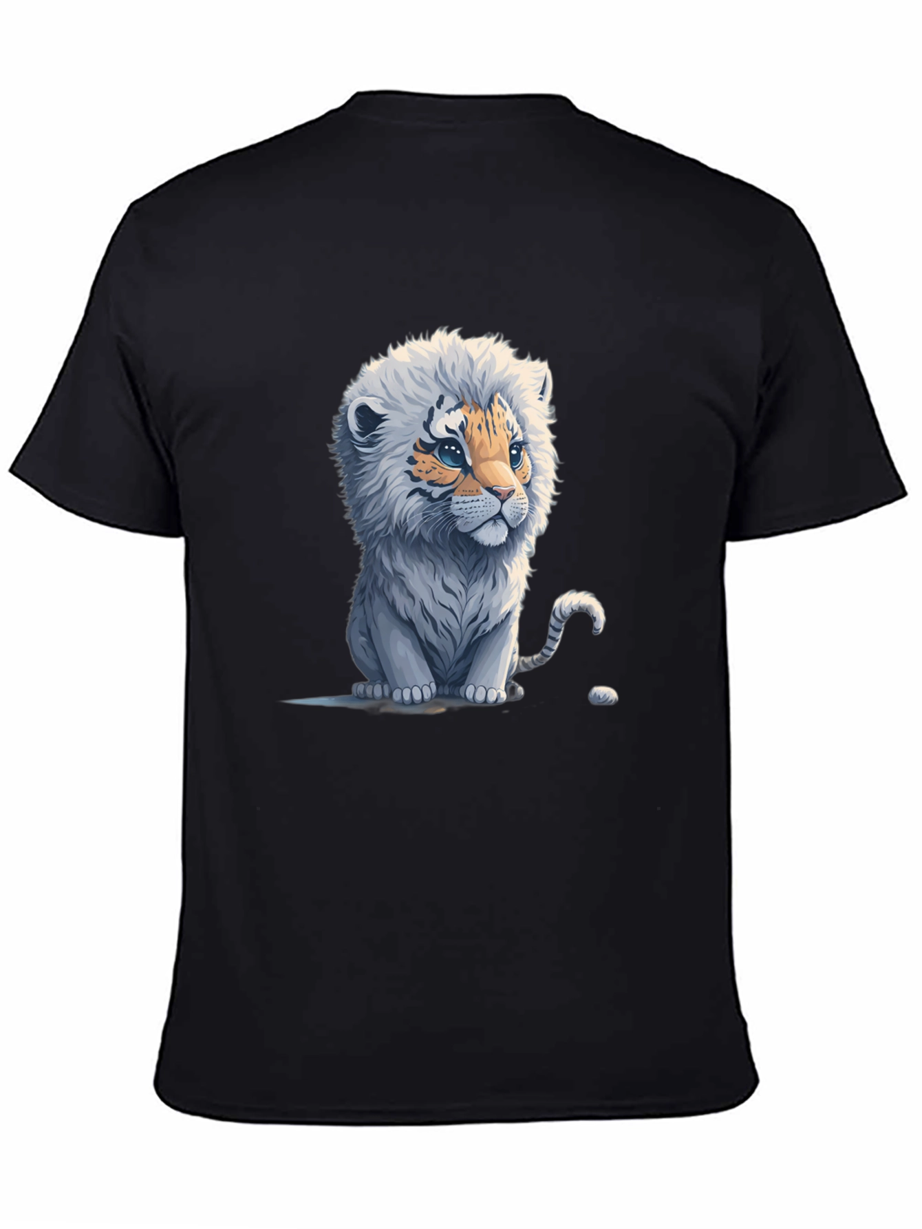 Cute Tiger Cub Graphic Tee - Black Cotton Blend
