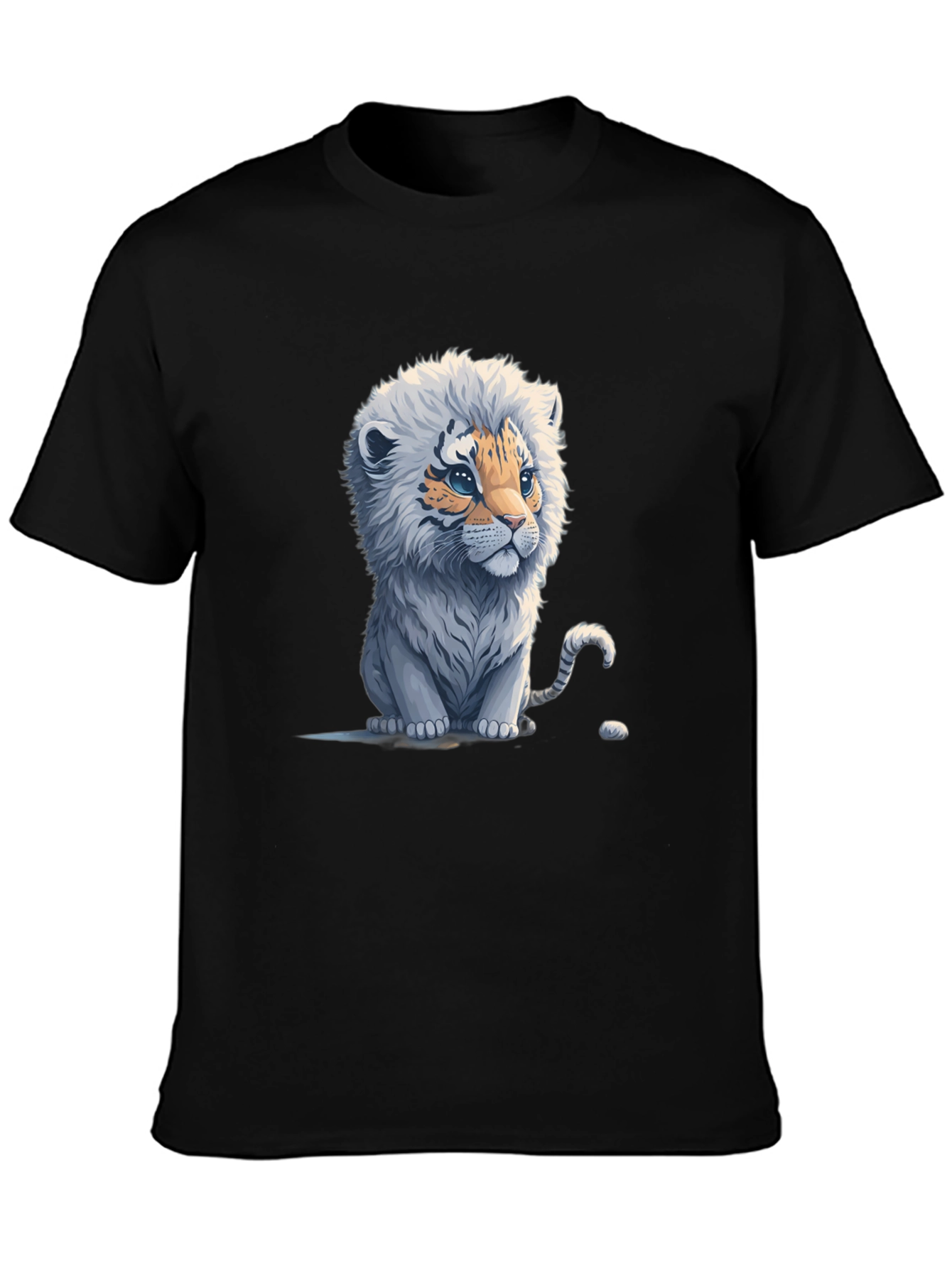 Cute Tiger Cub Graphic Tee - Black Cotton Blend