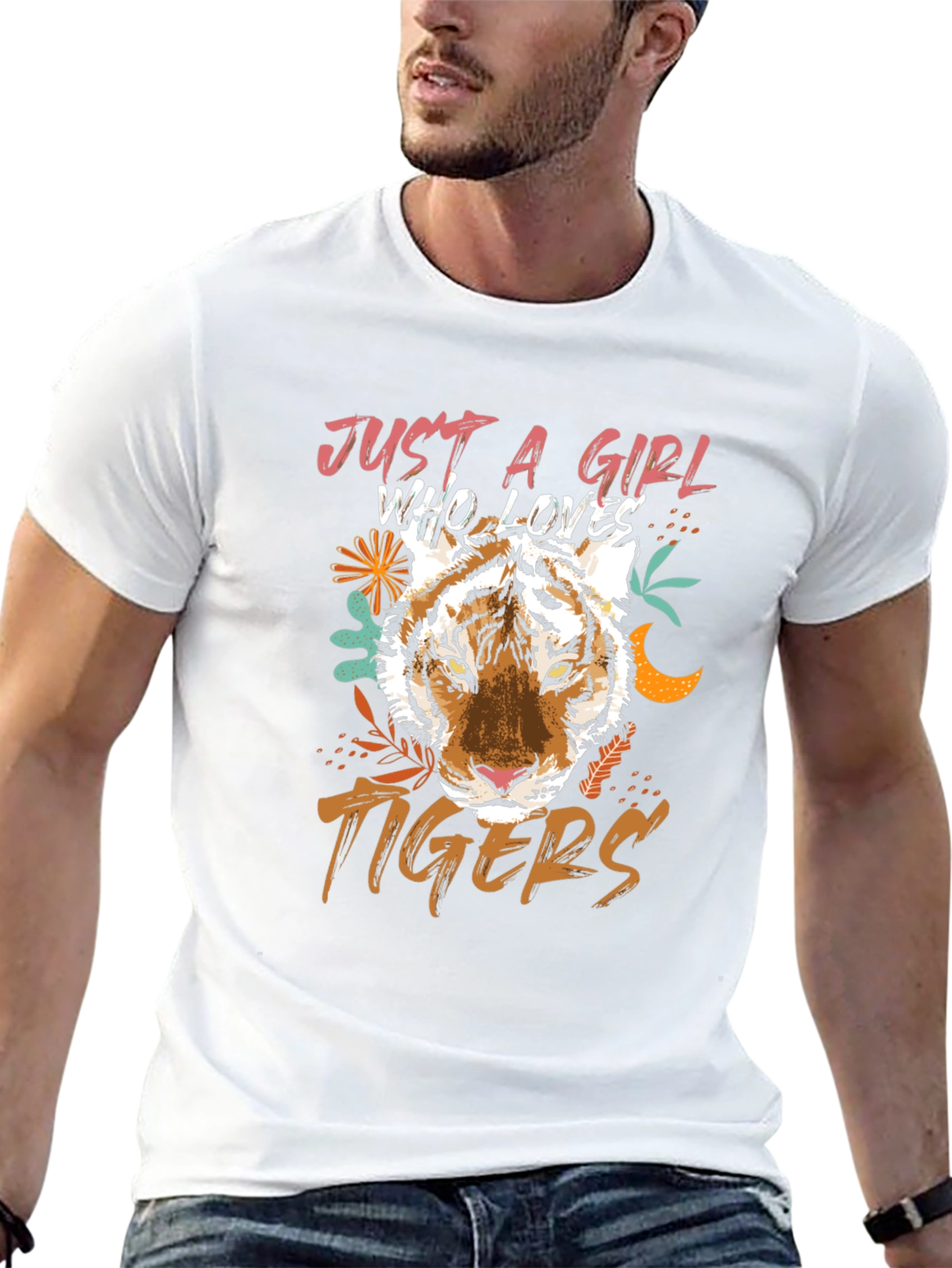 Just a Girl Who Loves Tigers Black Graphic Tee