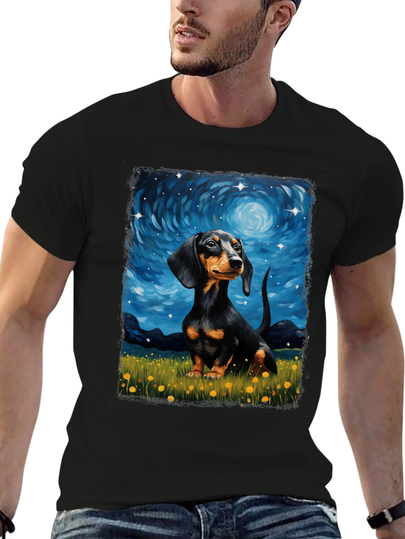 Dachshund Starry Night Graphic Tee