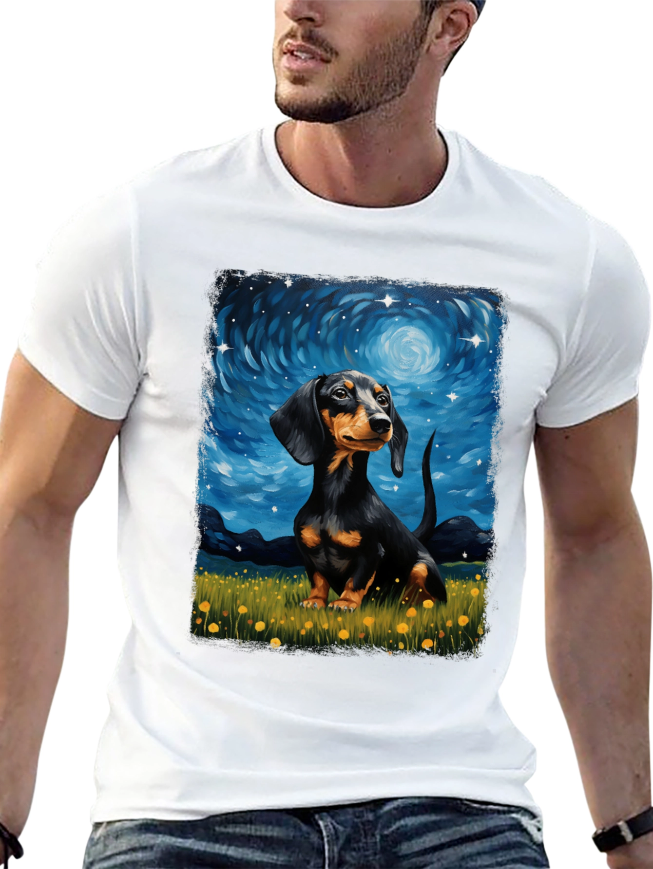 Dachshund Starry Night Graphic Tee