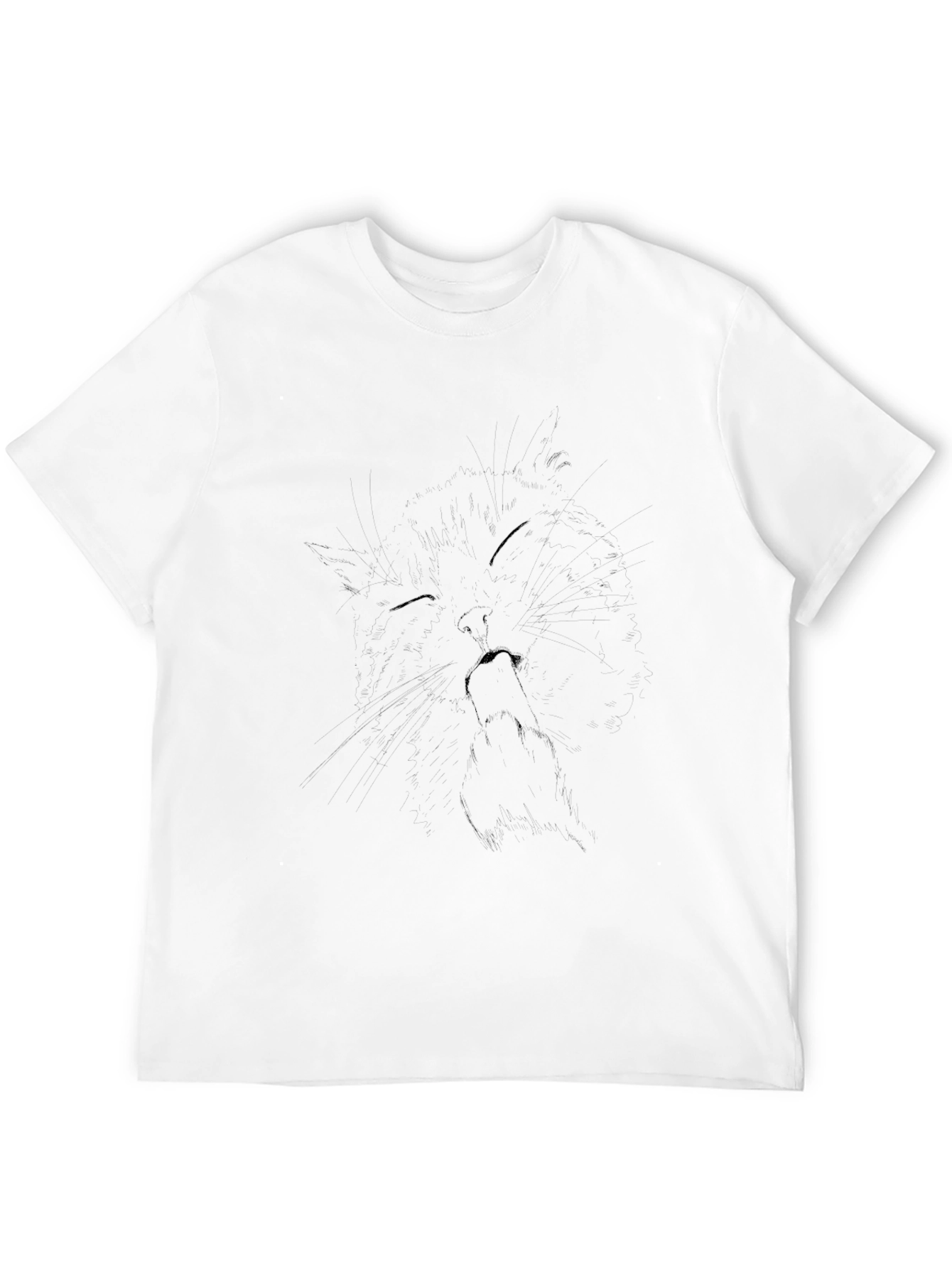 Mens Black T-Shirt with Cat Graphic