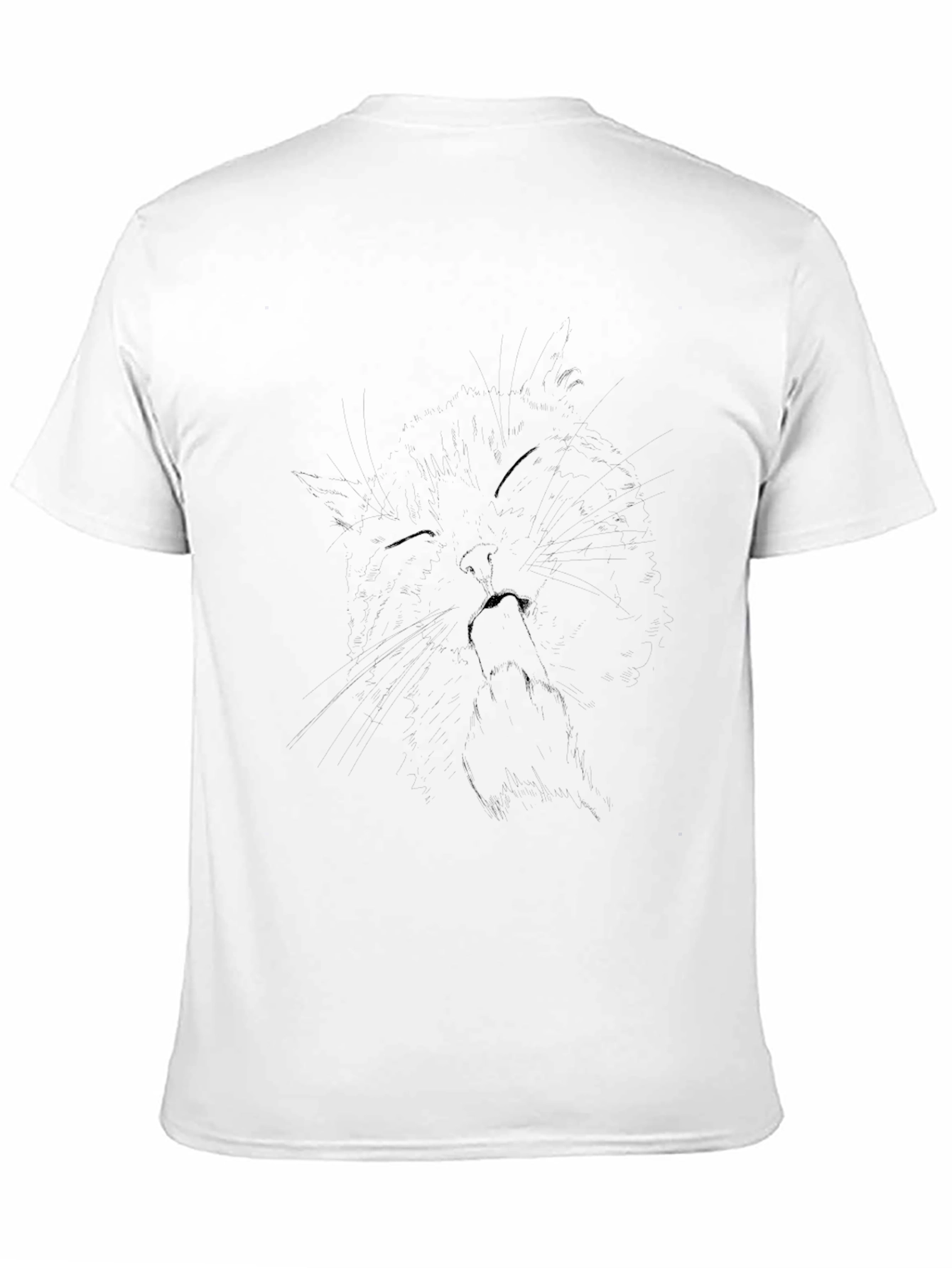 Mens Black T-Shirt with Cat Graphic