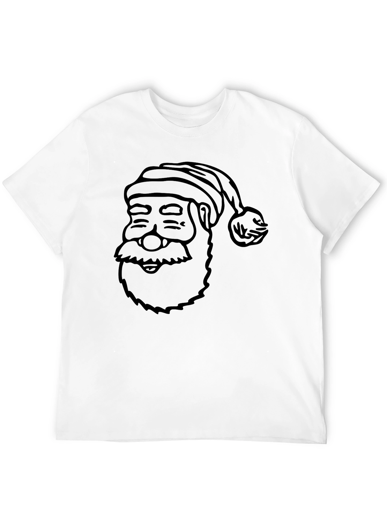 Santa Face Black T-Shirt - Festive Holiday Tee